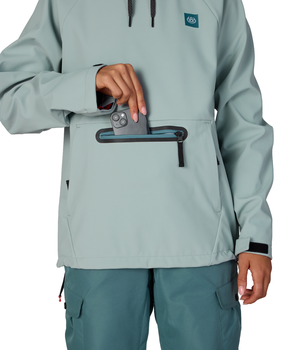 WOMENS WATERPROOF HOODY - DUSTY MARINE