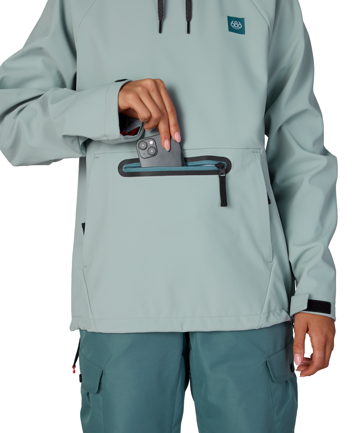 WOMENS WATERPROOF HOODY - DUSTY MARINE