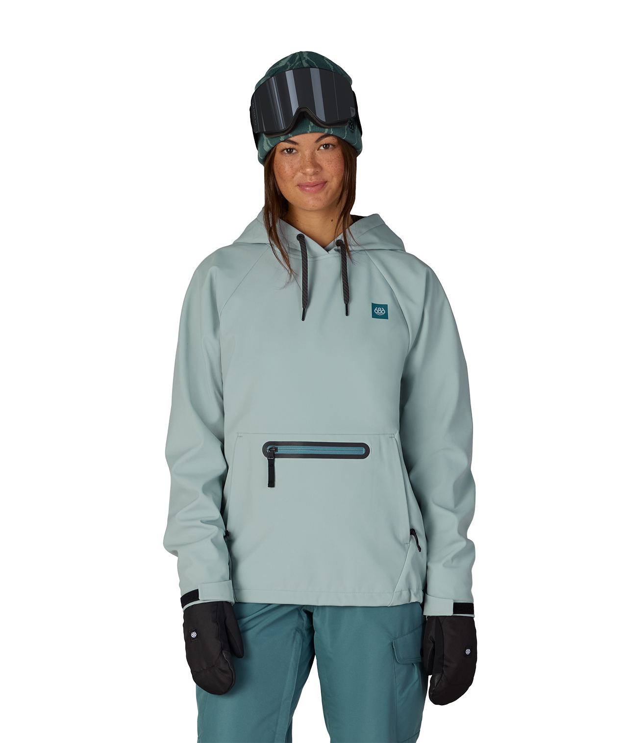 WOMENS WATERPROOF HOODY - DUSTY MARINE