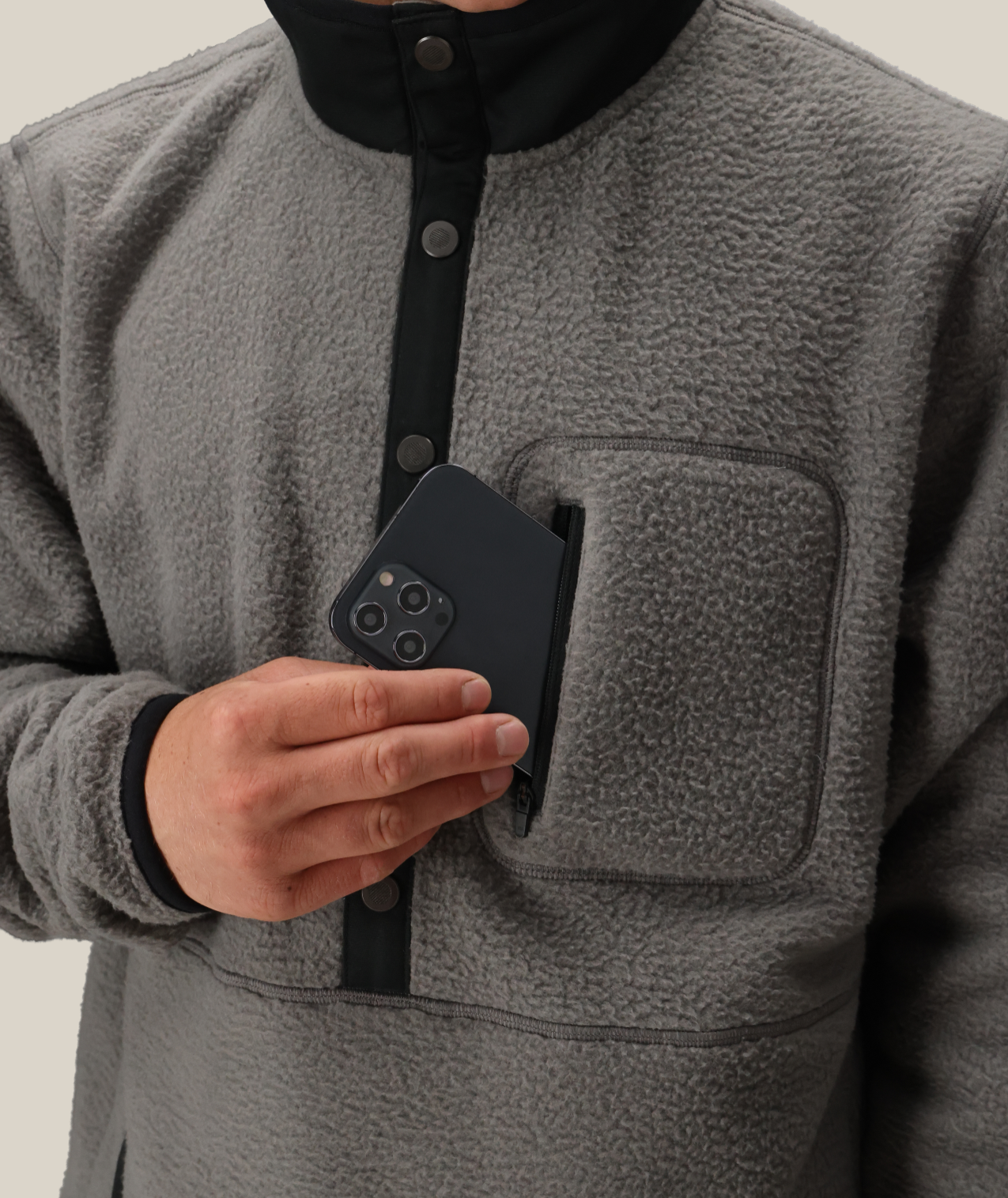 MENS TIOGA FLEECE PULLOVER - RHINO GREY