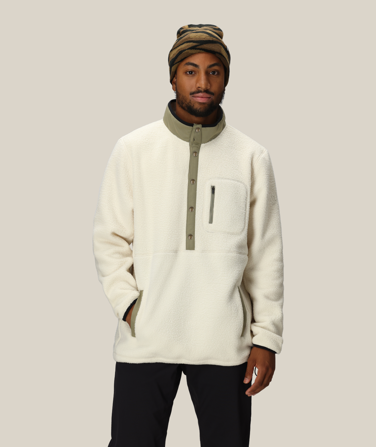MENS TIOGA FLEECE PULLOVER - LIMESTONE