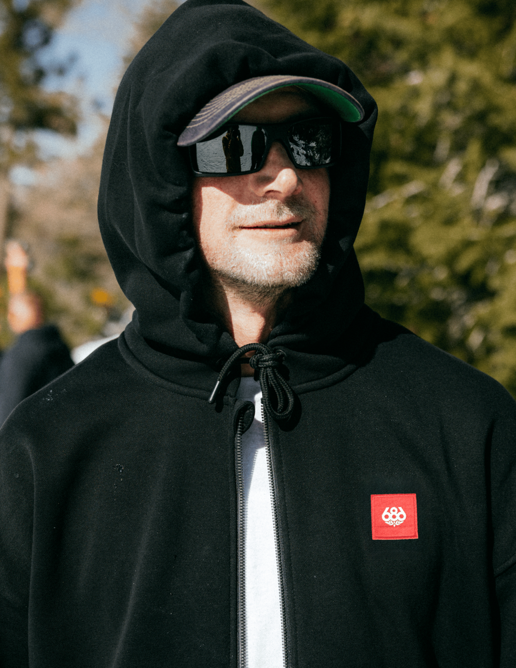 MENS BONDED FLEECE ZIP HOODY - BLACK