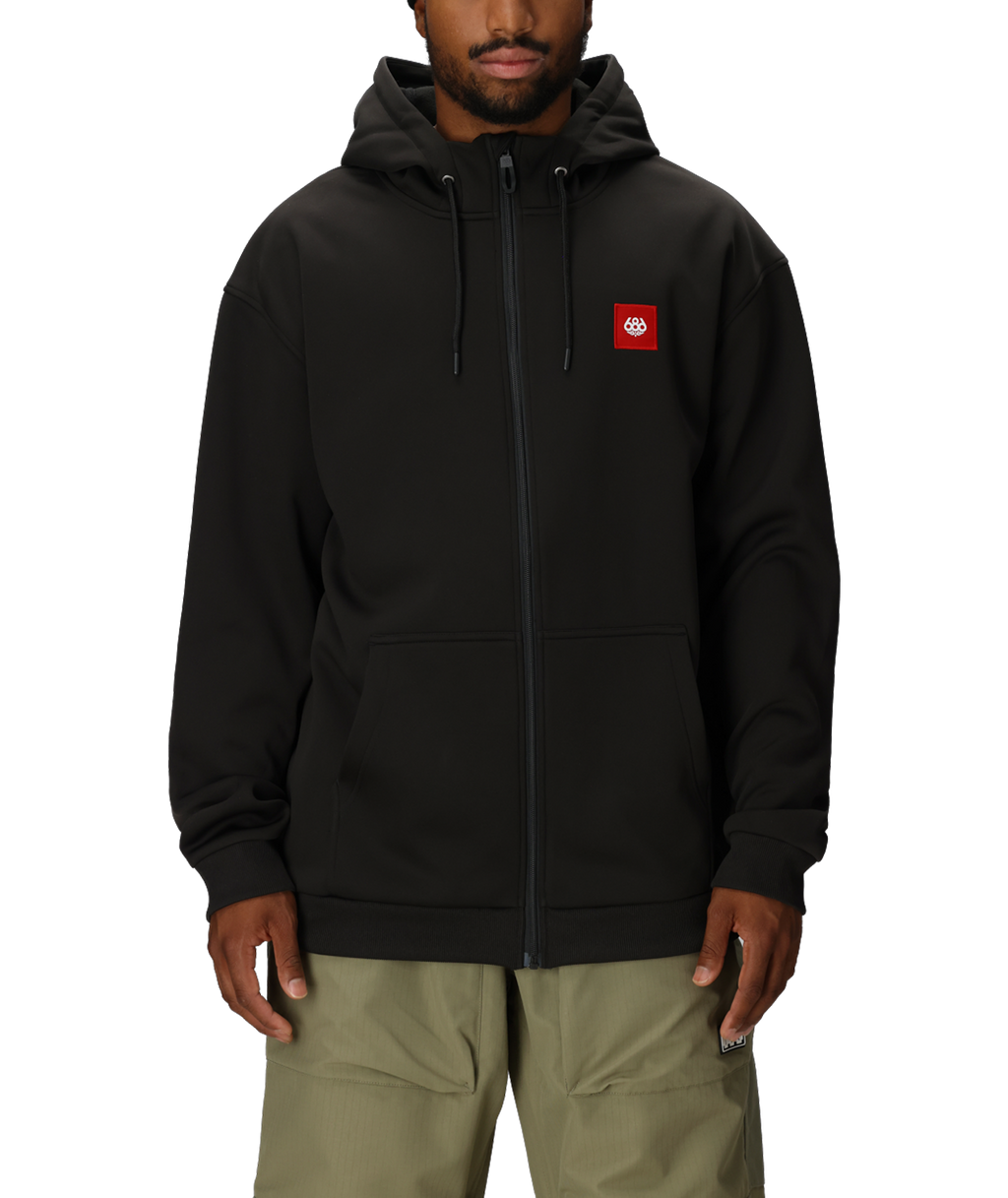 MENS BONDED FLEECE ZIP HOODY - BLACK