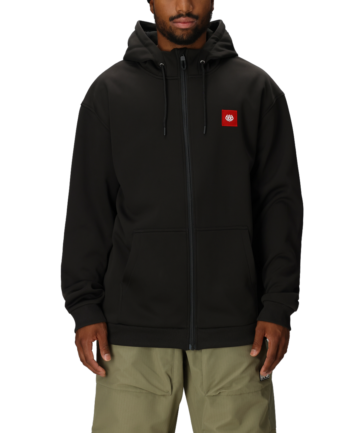 MENS BONDED FLEECE ZIP HOODY - BLACK