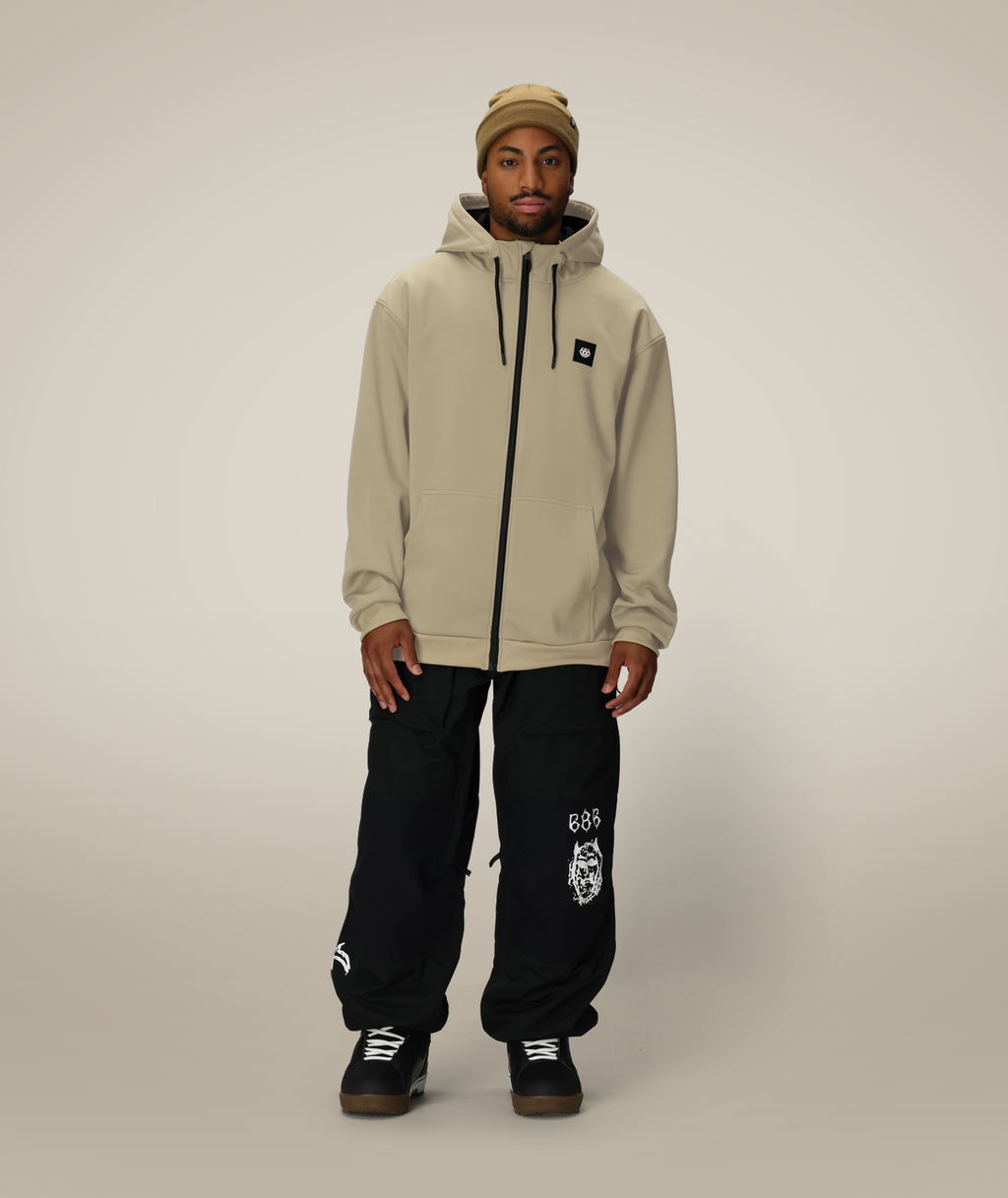 MENS BONDED FLEECE ZIP HOODY - SAGE