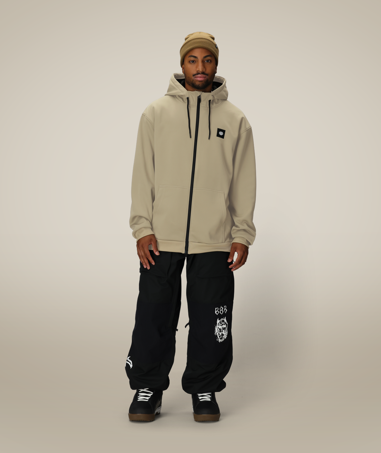 MENS BONDED FLEECE ZIP HOODY - SAGE