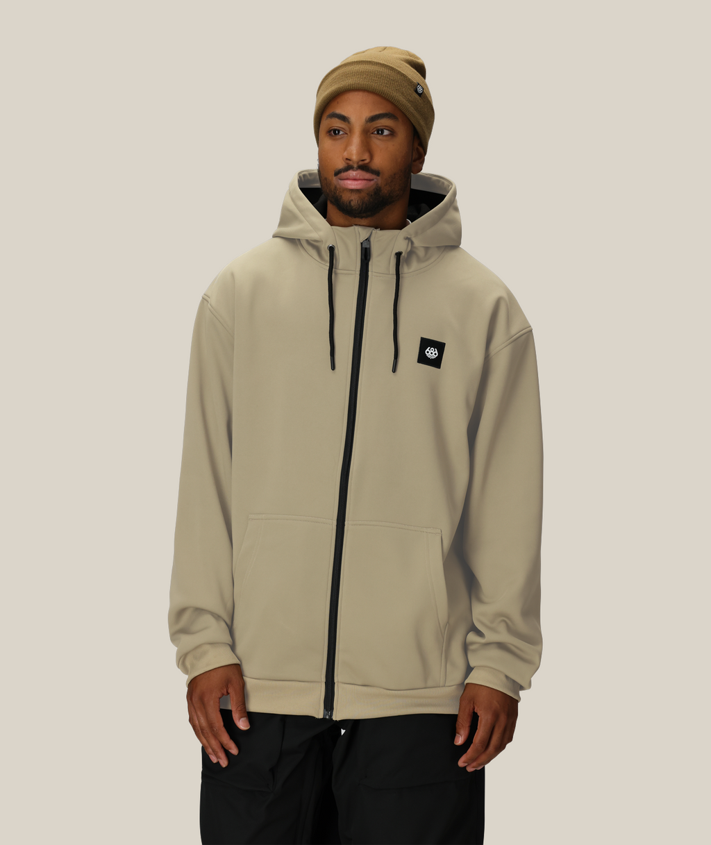 MENS BONDED FLEECE ZIP HOODY - SAGE