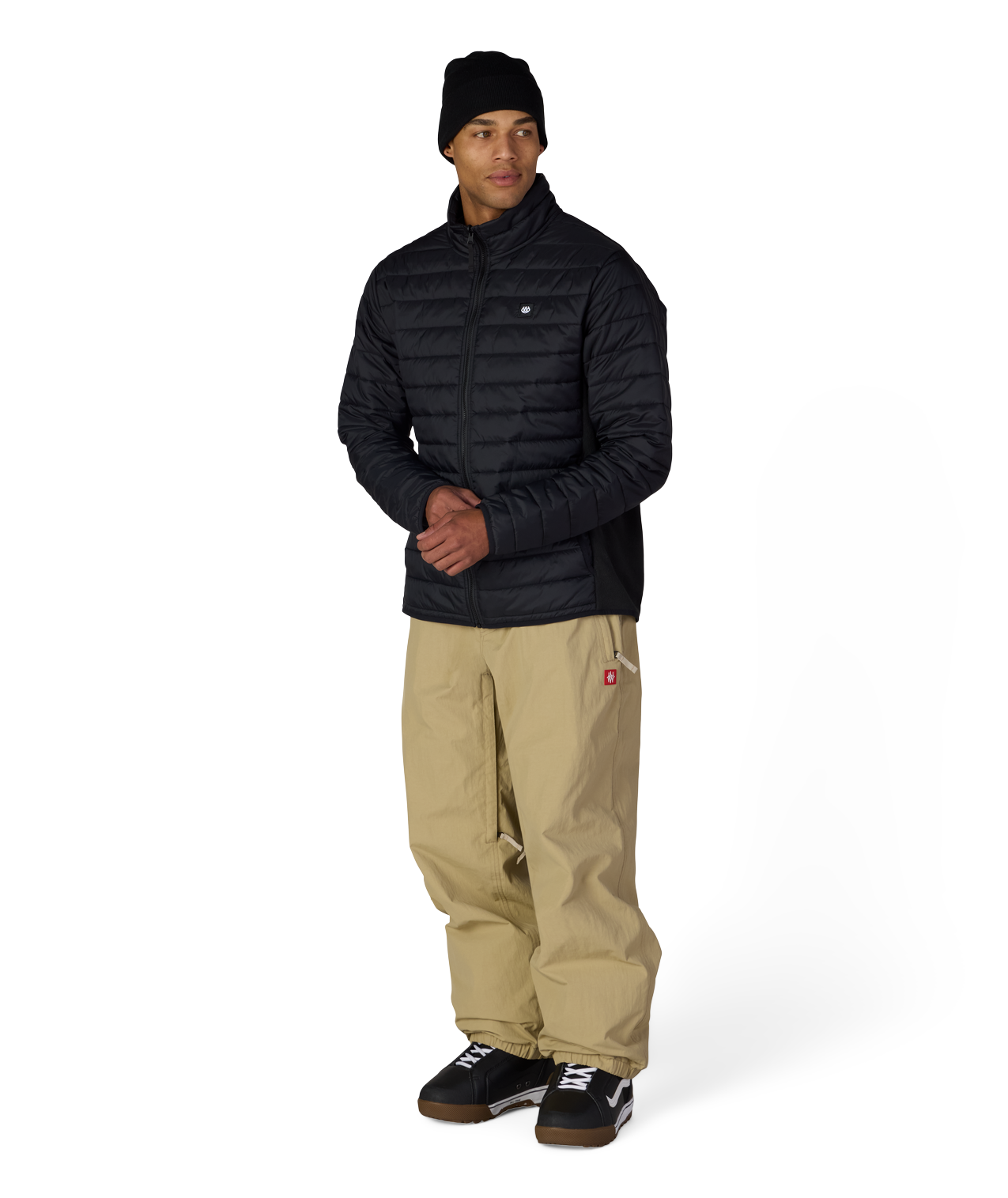 MENS THERMAL PUFF INSULATED JACKET - BLACK