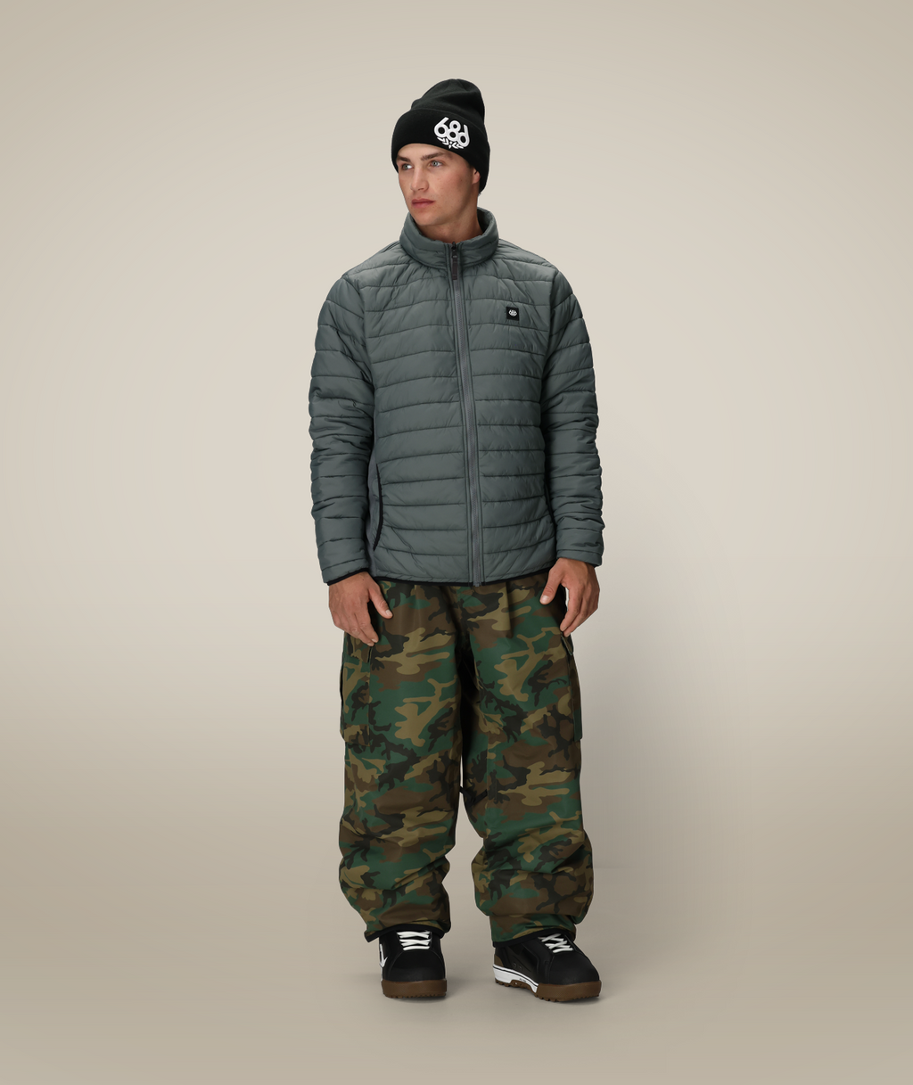 MENS THERMAL PUFF INSULATED JACKET - RHINO GREY