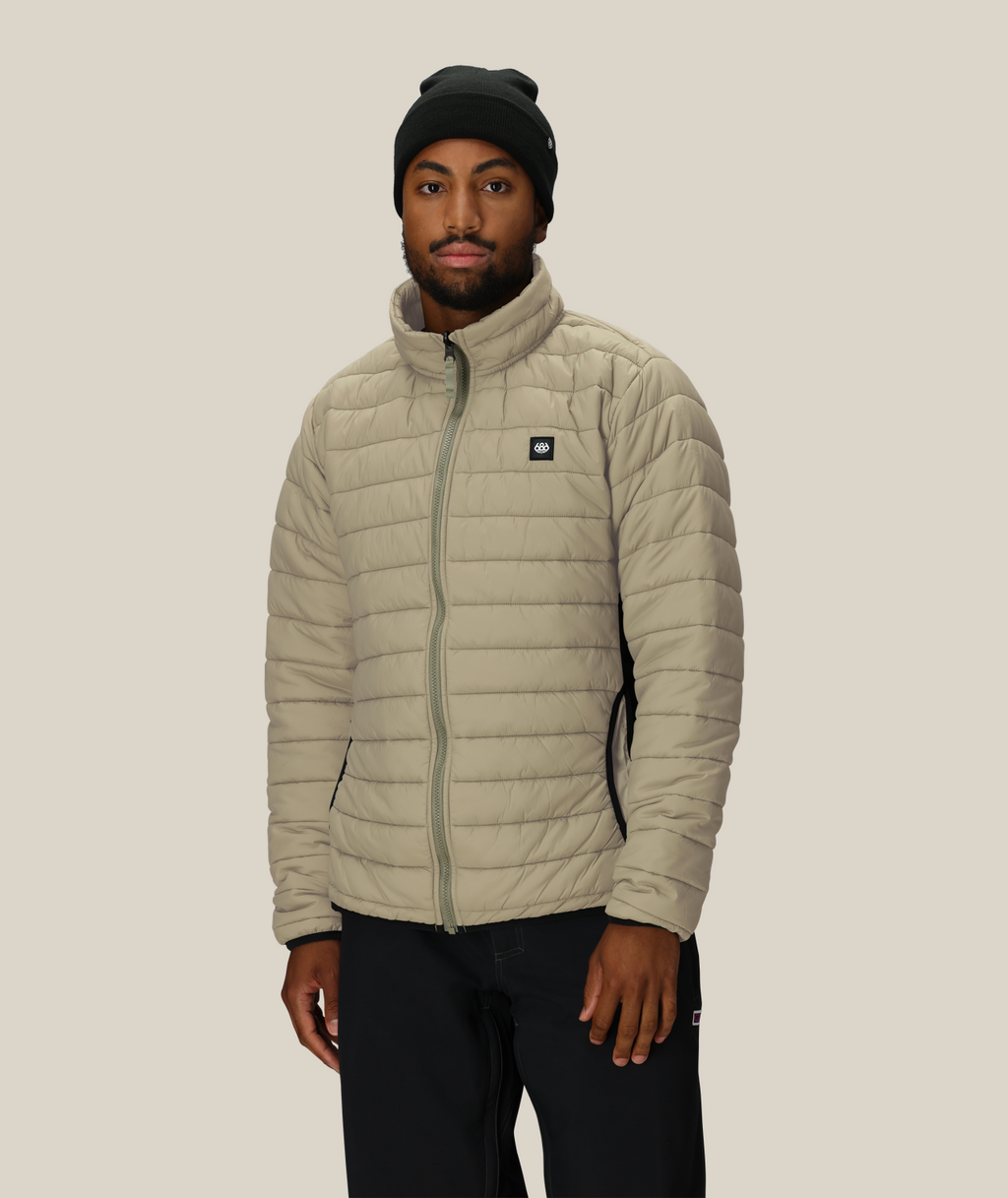 MENS THERMAL PUFF INSULATED JACKET - SAGE COLORBLOCK