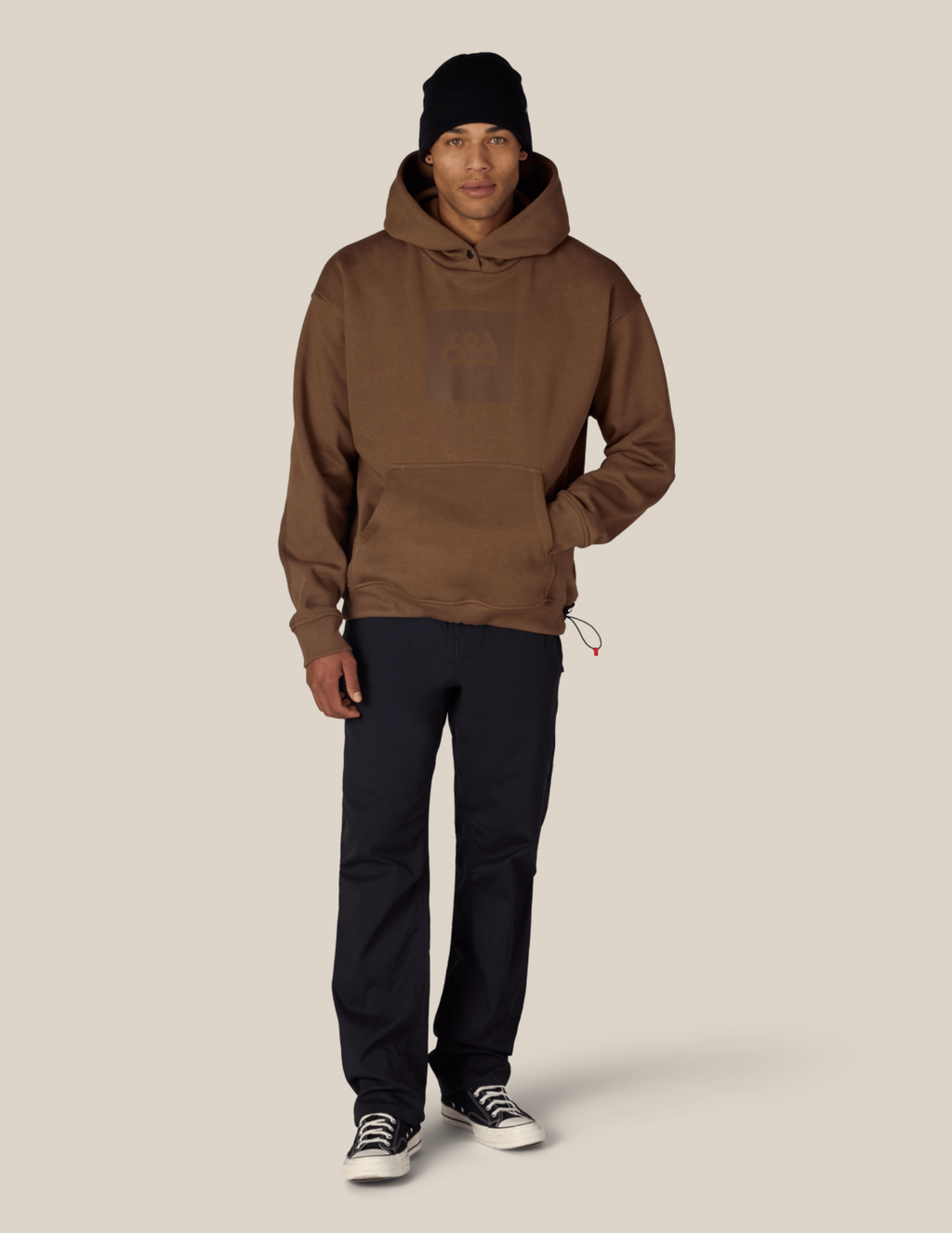 KNOCKOUT LOGO PREMIUM HEAVYWEIGHT PULLOVER HOODY - DARK EARTH