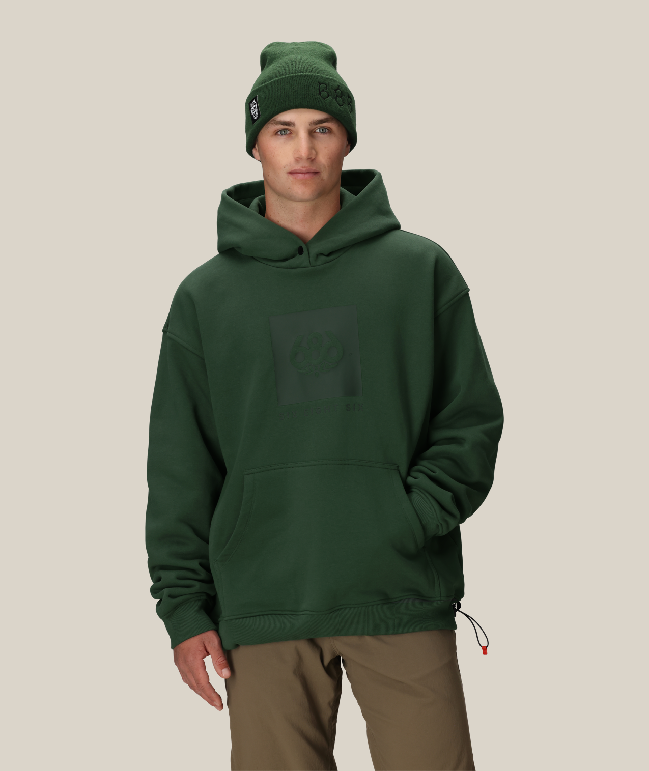 KNOCKOUT LOGO PREMIUM HEAVYWEIGHT PULLOVER HOODY - MOSS GREEN