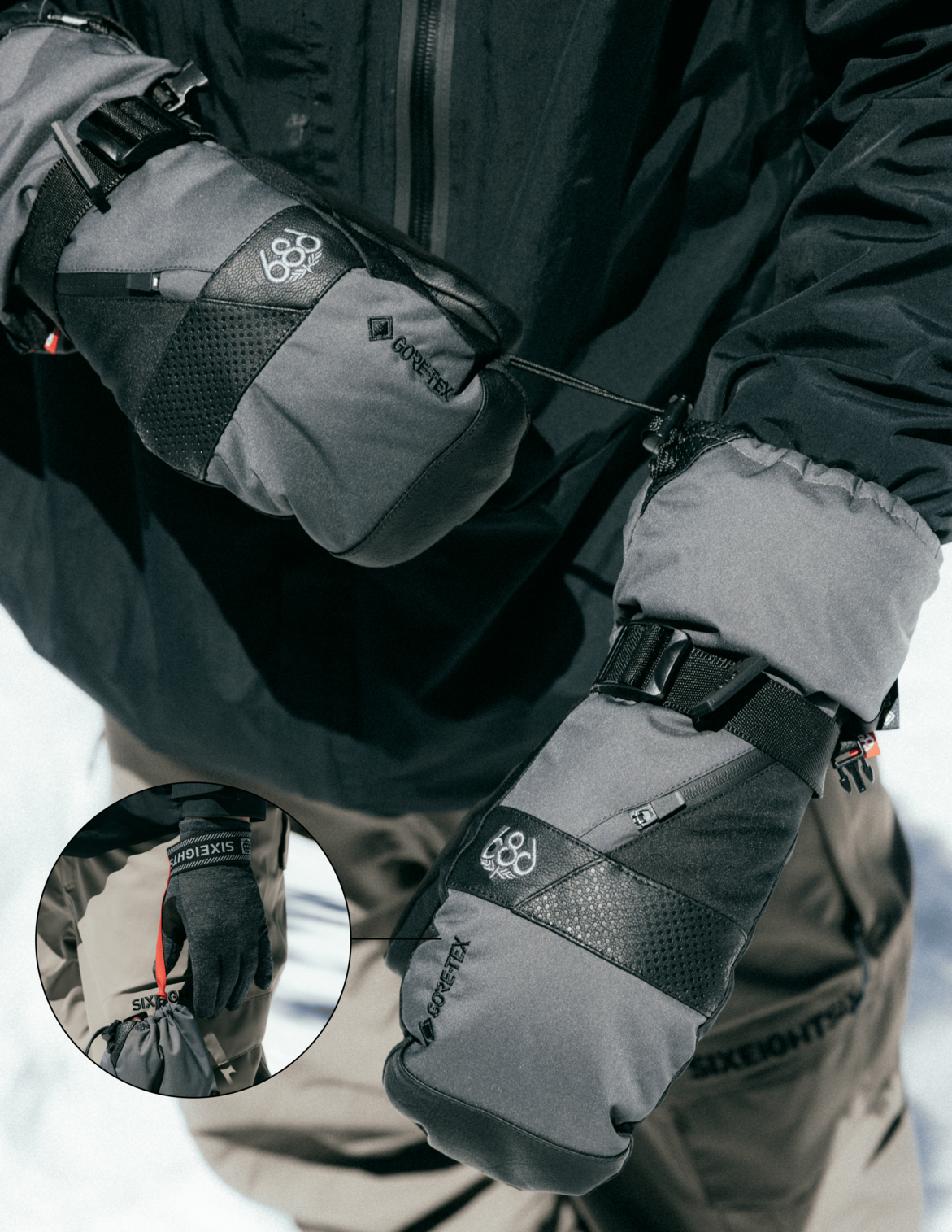 MENS GORE-TEX SMARTY® 3-in-1 GAUNTLET MITT - CHARCOAL