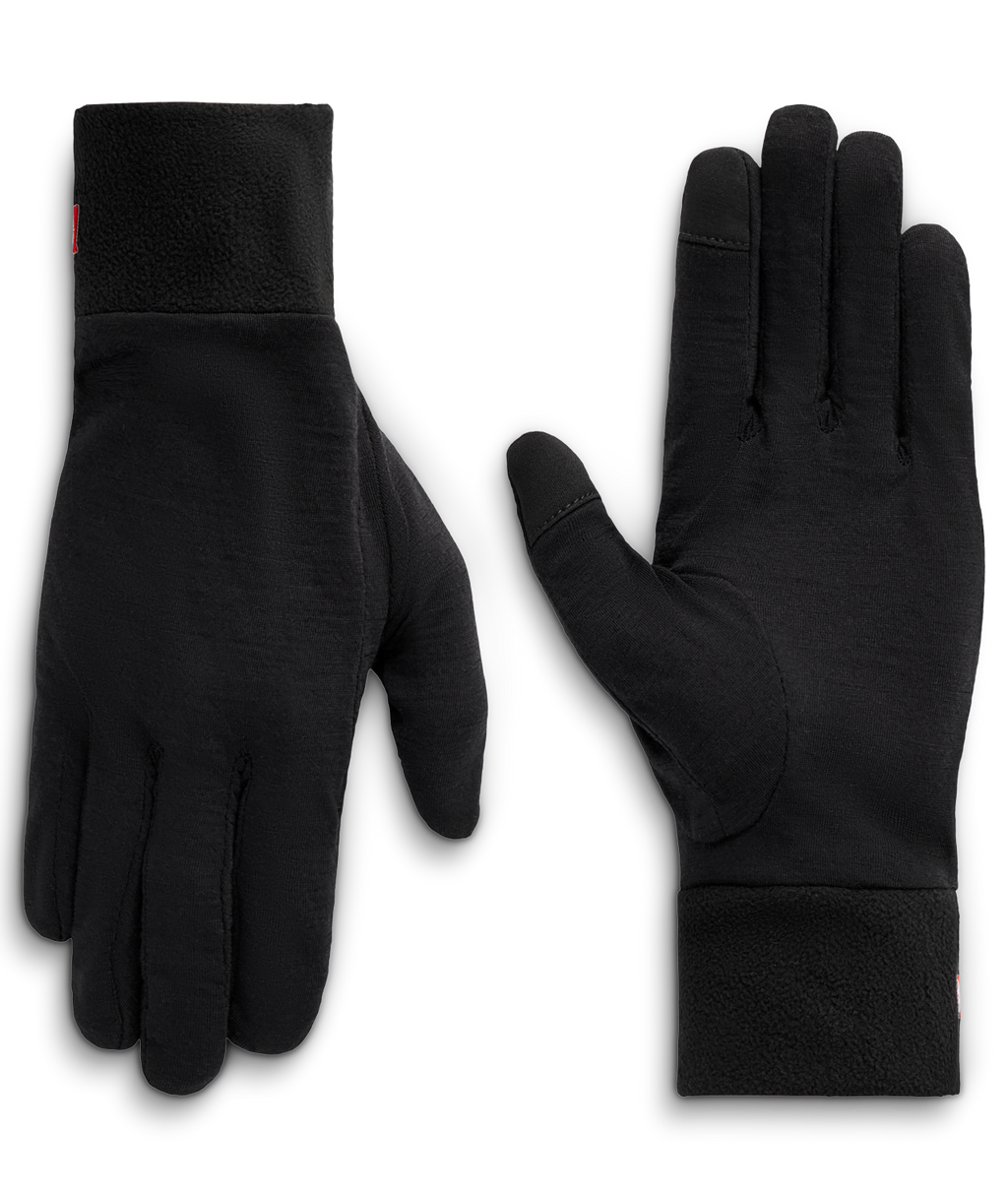 MENS MERINO WOOL GLOVE LINER - BLACK HEATHER