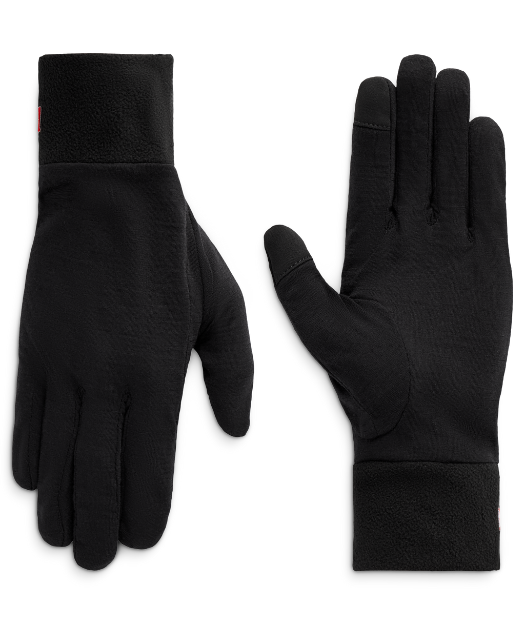 MENS MERINO WOOL GLOVE LINER - BLACK HEATHER