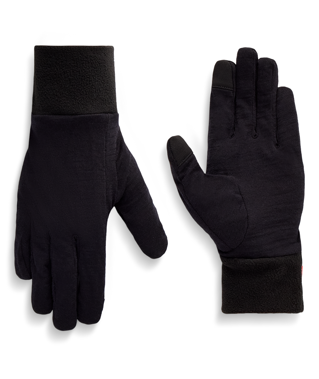 WOMENS MERINO WOOL GLOVE LINER - BLACK HEATHER