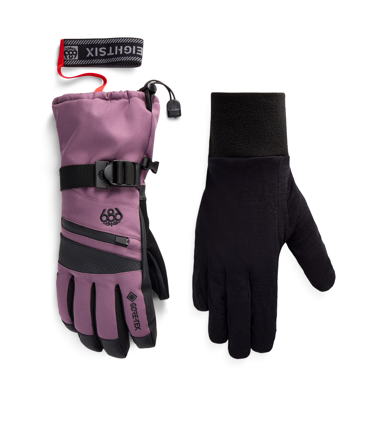 WOMENS GORE-TEX SMARTY® 3-in-1 GAUNTLET GLOVE - BLACK PLUM