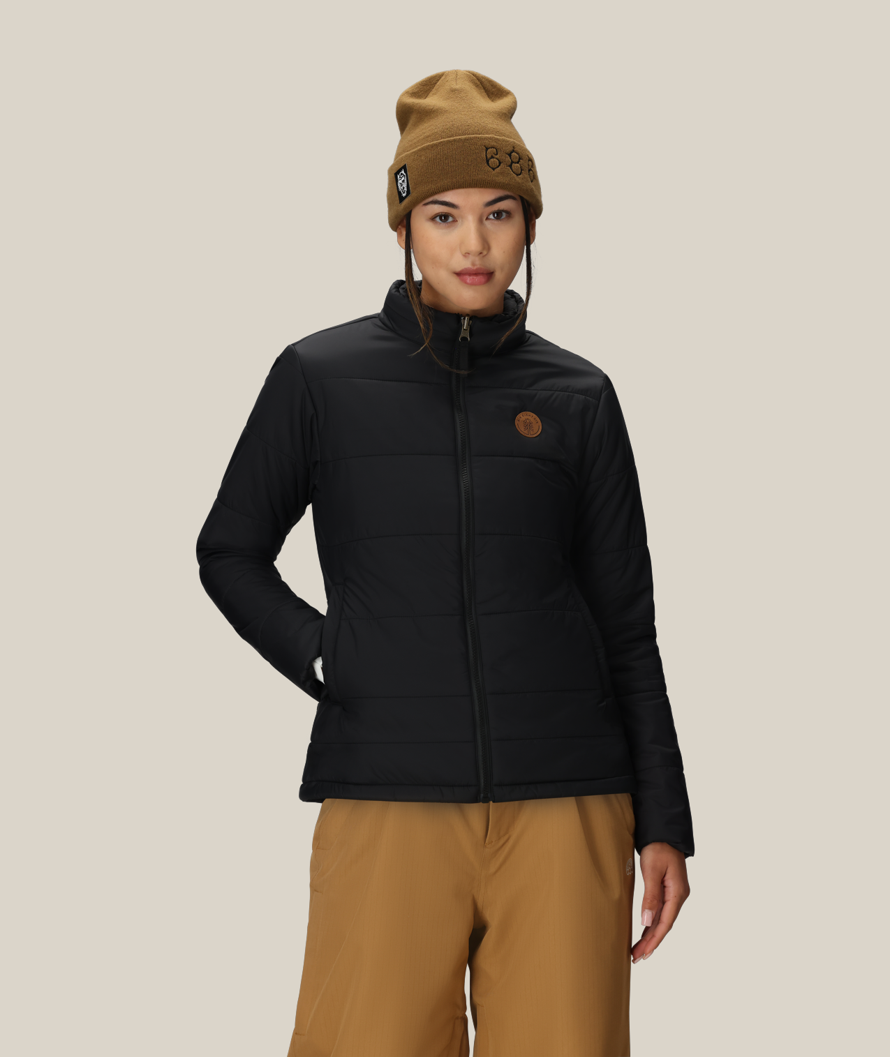 WOMENS THERMAL PUFF INSULATED JACKET - BLACK