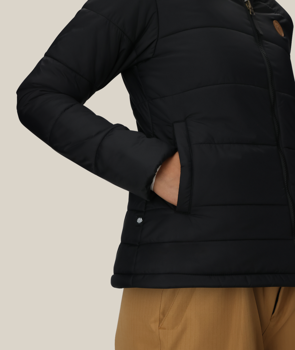 WOMENS THERMAL PUFF INSULATED JACKET - BLACK