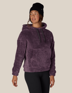 WOMENS SHERPA HOODY - BLACK PLUM