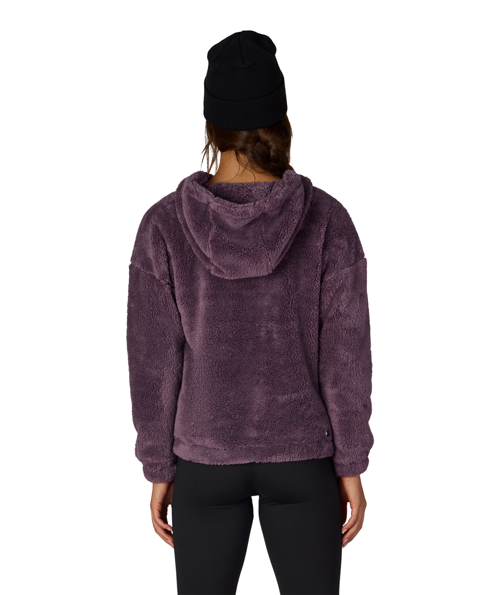 WOMENS SHERPA HOODY - BLACK PLUM