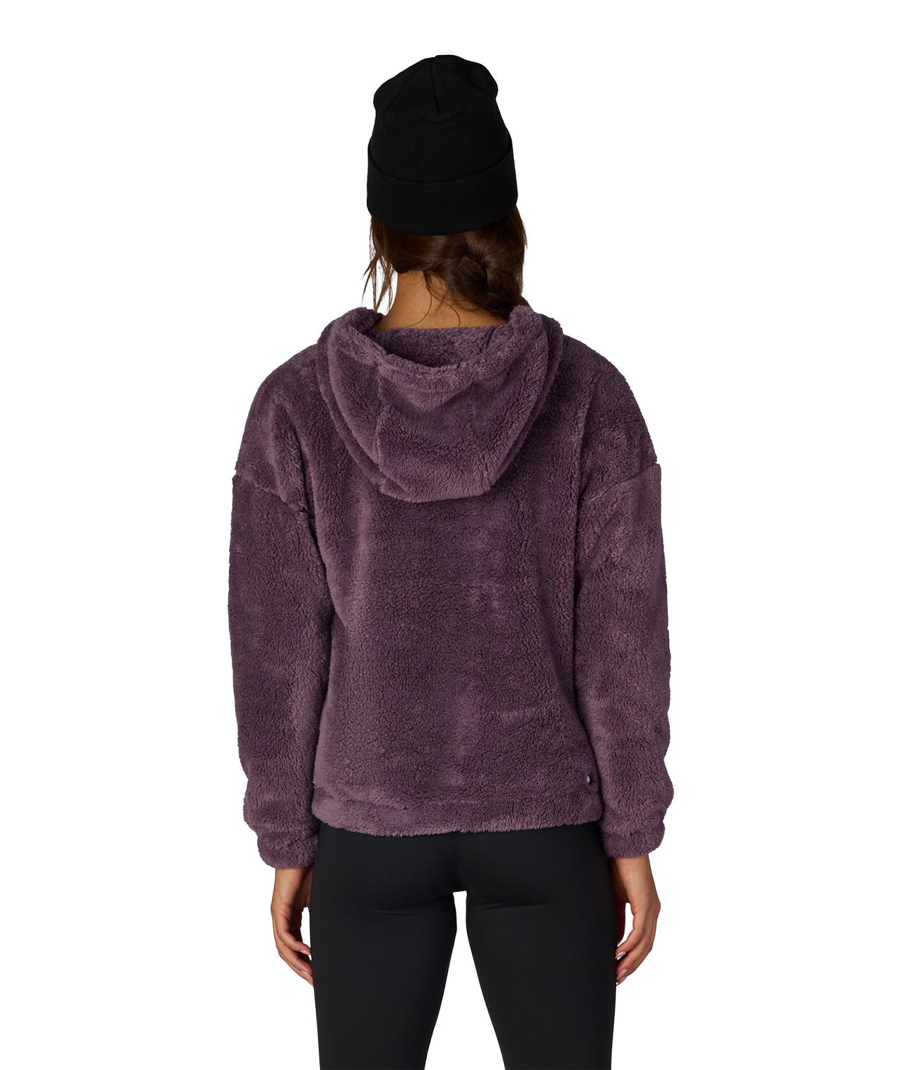 WOMENS SHERPA HOODY - BLACK PLUM