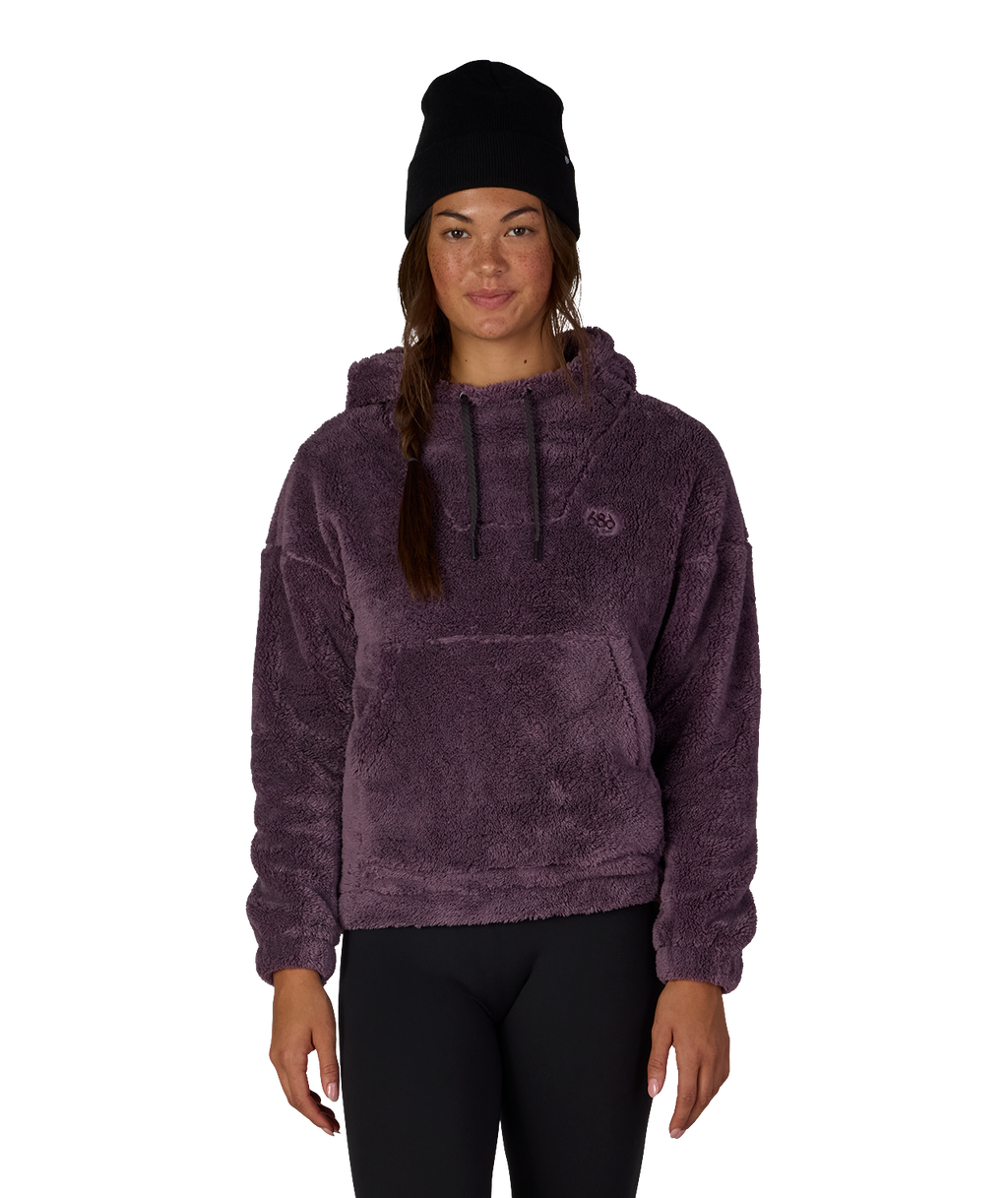 WOMENS SHERPA HOODY - BLACK PLUM