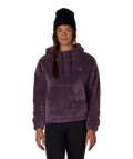 WOMENS SHERPA HOODY - BLACK PLUM