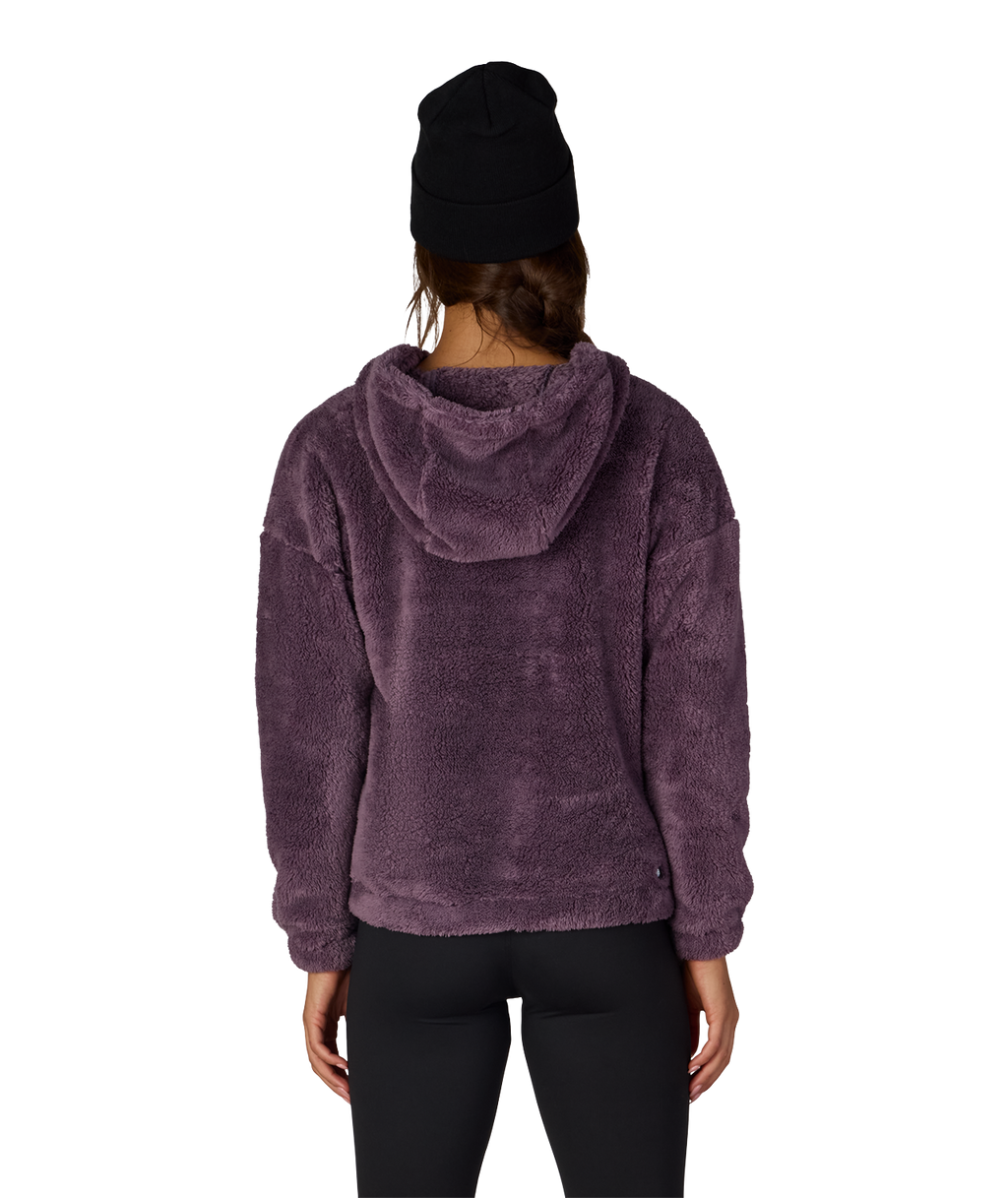WOMENS SHERPA HOODY - BLACK PLUM