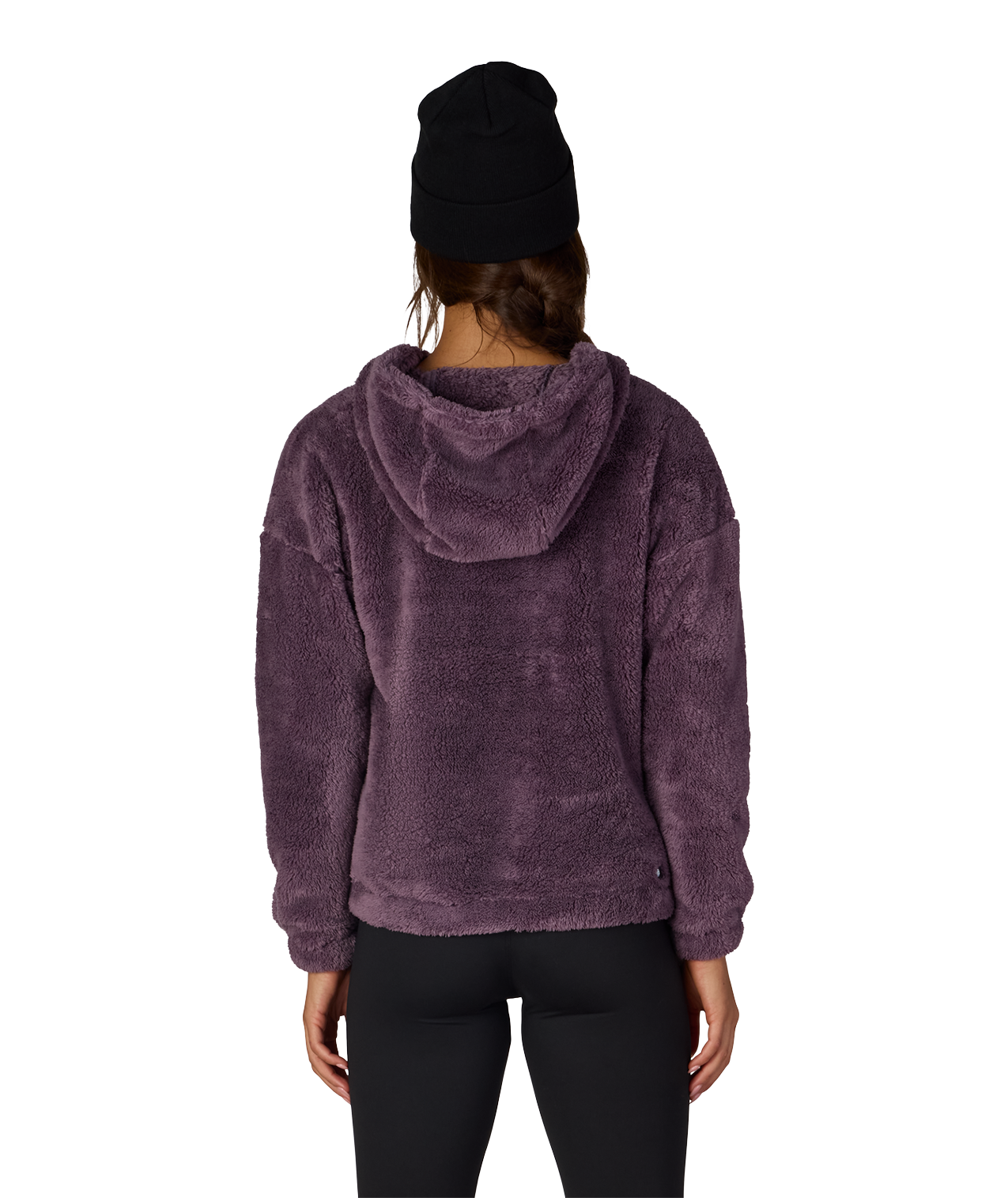 WOMENS SHERPA HOODY - BLACK PLUM