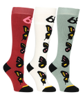 WOMENS BUTTERFLY SOCKS - 3 PACK - ASSORTED