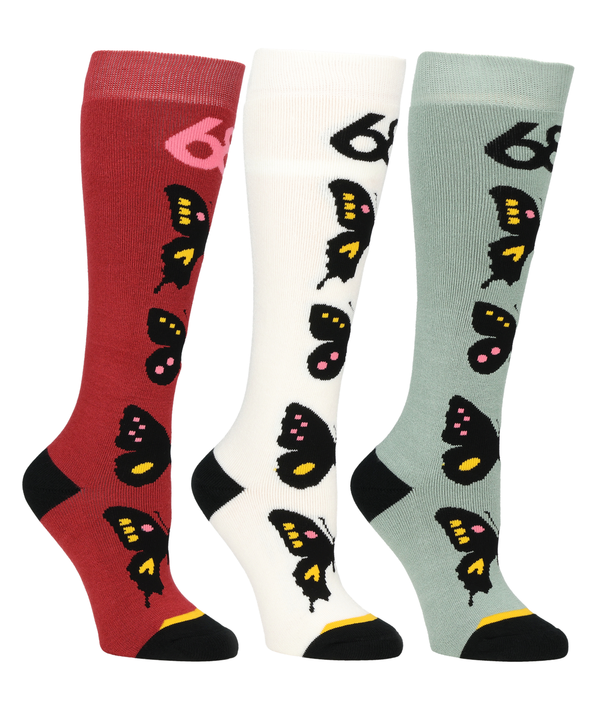 WOMENS BUTTERFLY SOCKS - 3 PACK - ASSORTED