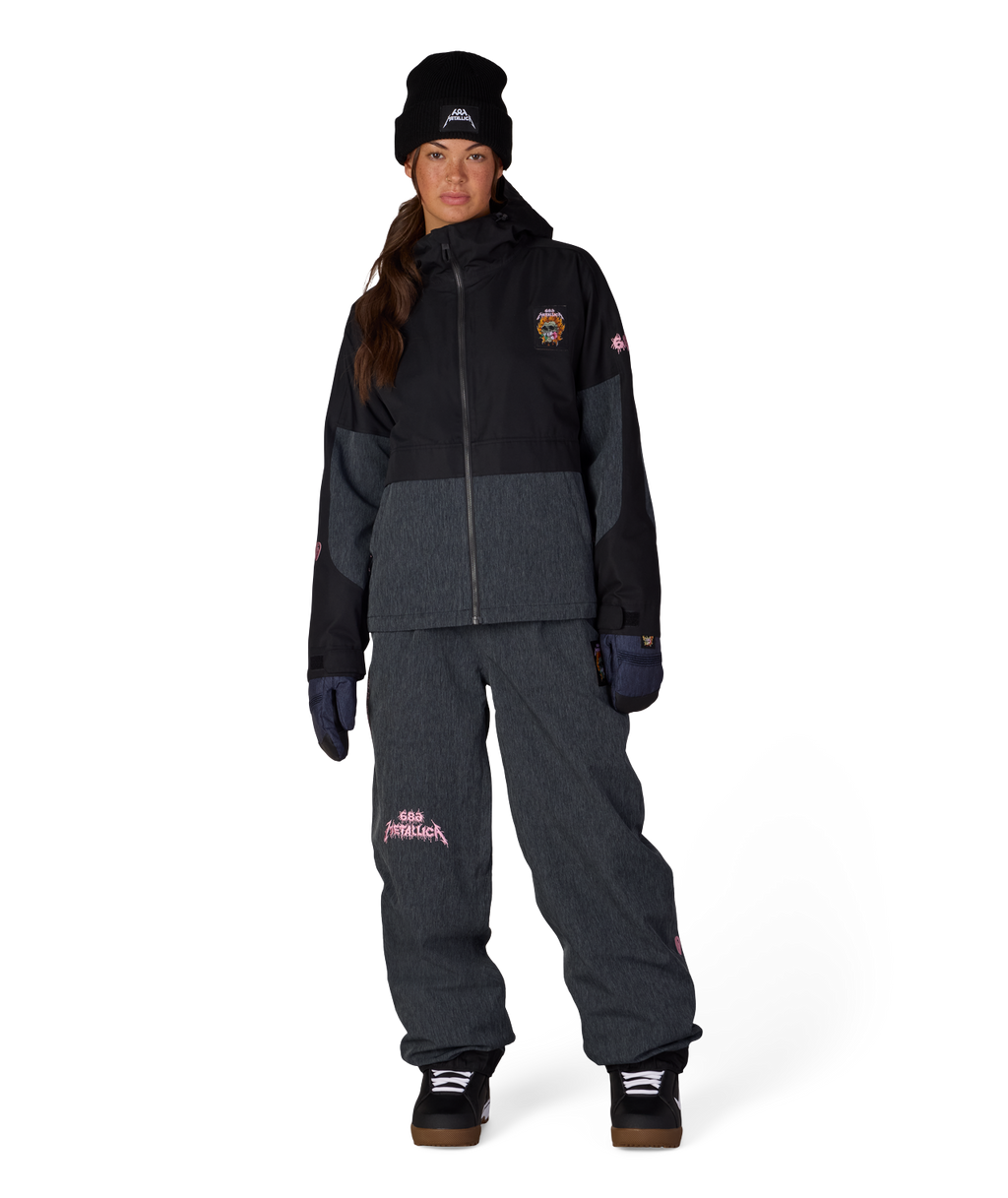 WOMENS METALLICA BURNING SKULL INSULATED JACKET - METALLICA BLACK COLORBLOCK
