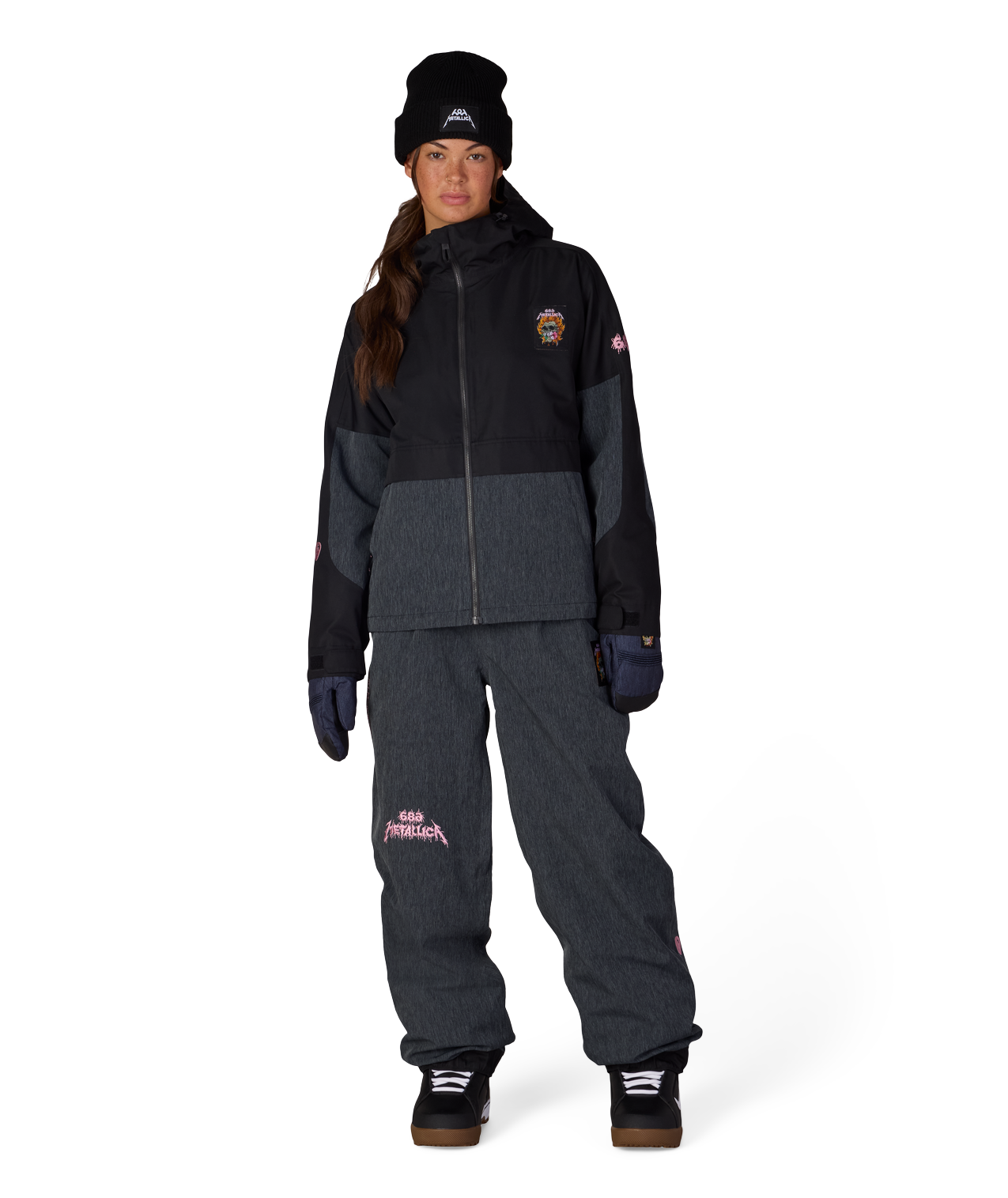 WOMENS METALLICA BURNING SKULL INSULATED JACKET - METALLICA BLACK COLORBLOCK