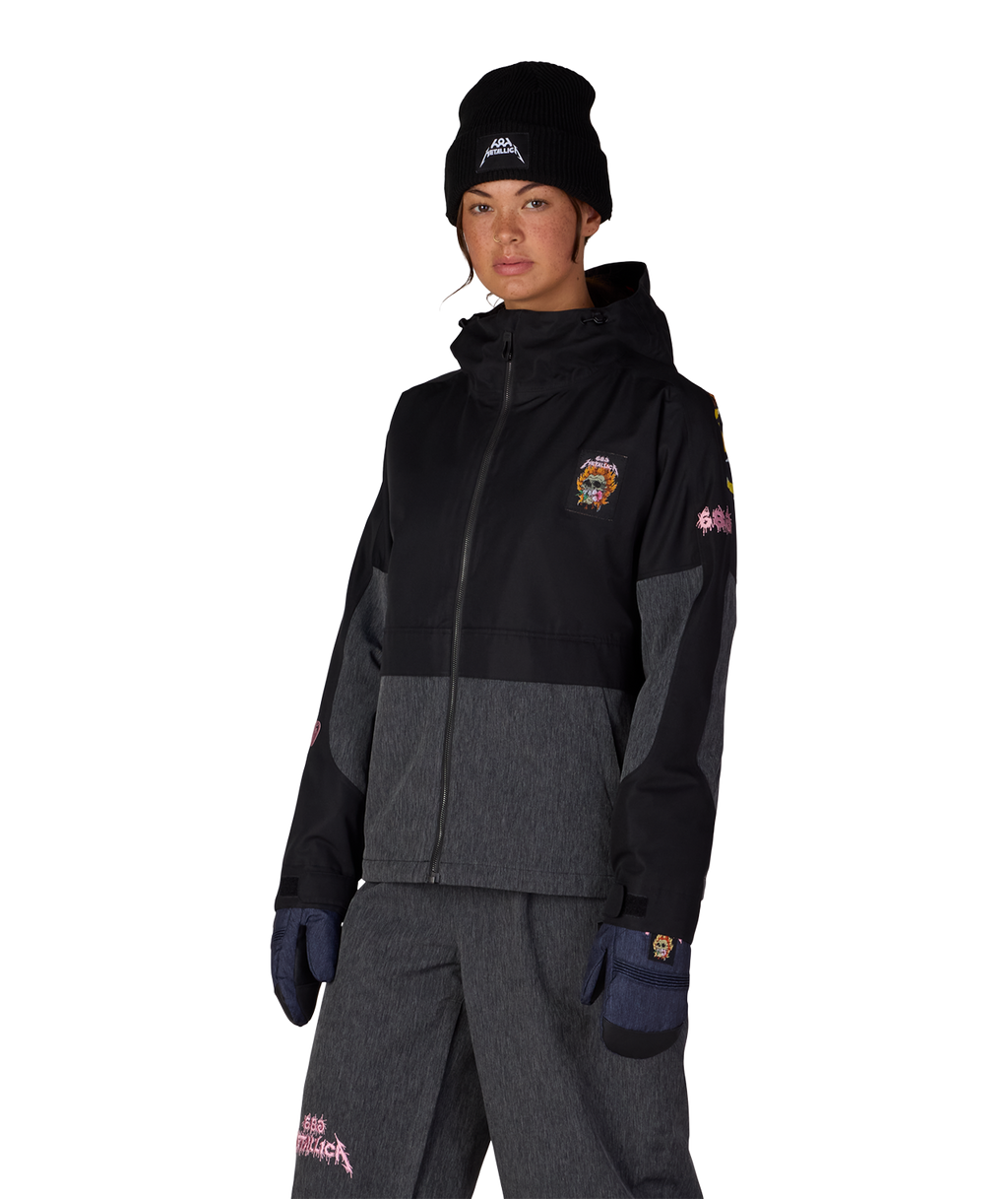 WOMENS METALLICA BURNING SKULL INSULATED JACKET - METALLICA BLACK COLORBLOCK