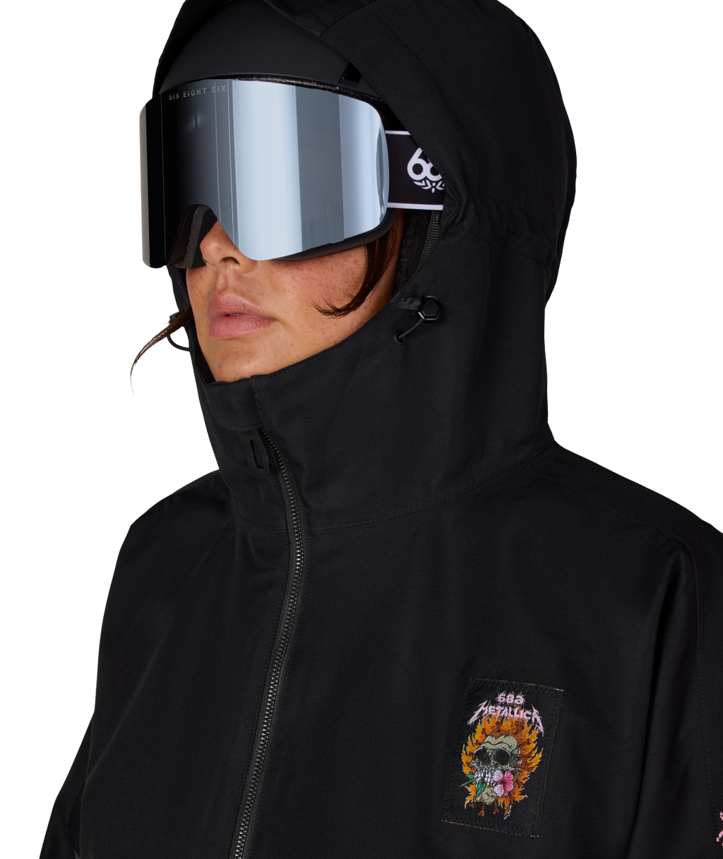 WOMENS METALLICA BURNING SKULL INSULATED JACKET - METALLICA BLACK COLORBLOCK