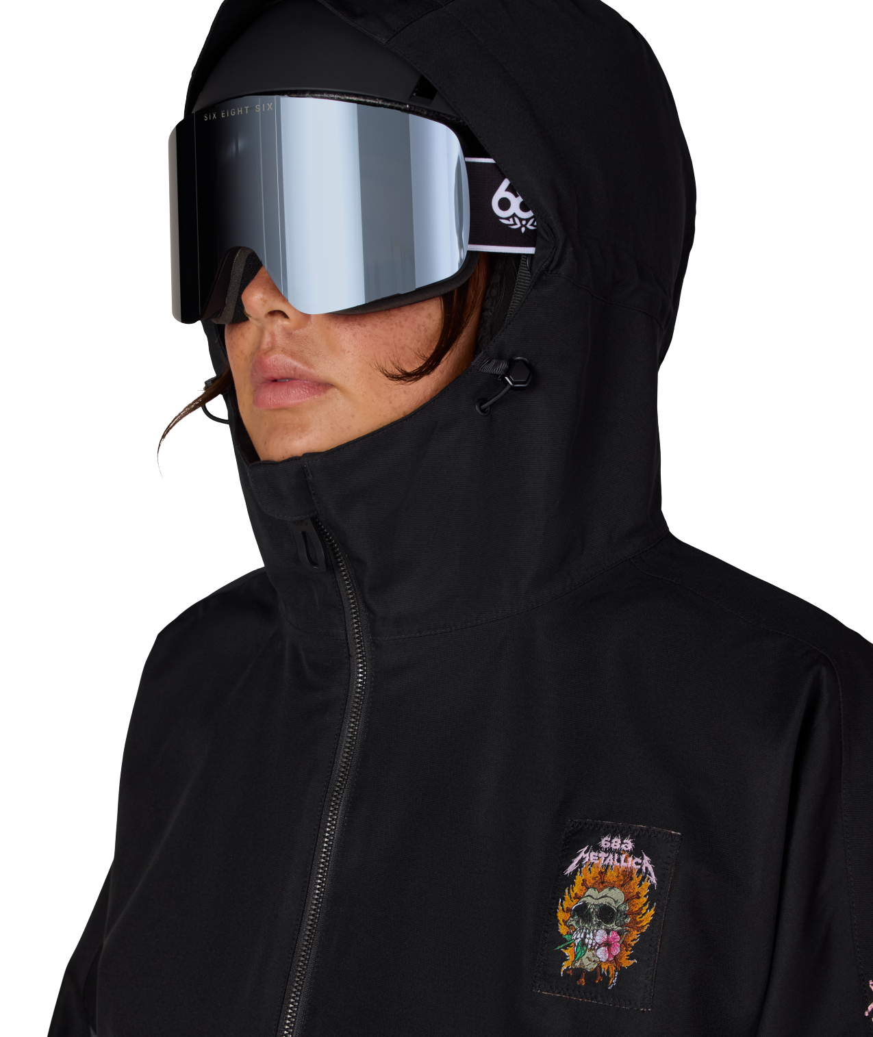 WOMENS METALLICA BURNING SKULL INSULATED JACKET - METALLICA BLACK COLORBLOCK