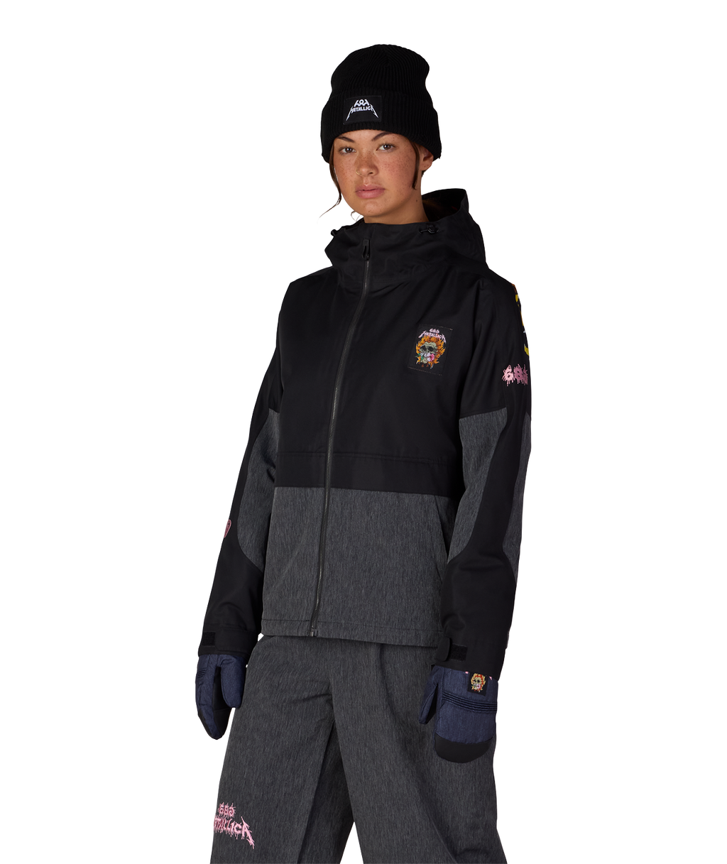 WOMENS METALLICA BURNING SKULL INSULATED JACKET - METALLICA BLACK COLORBLOCK