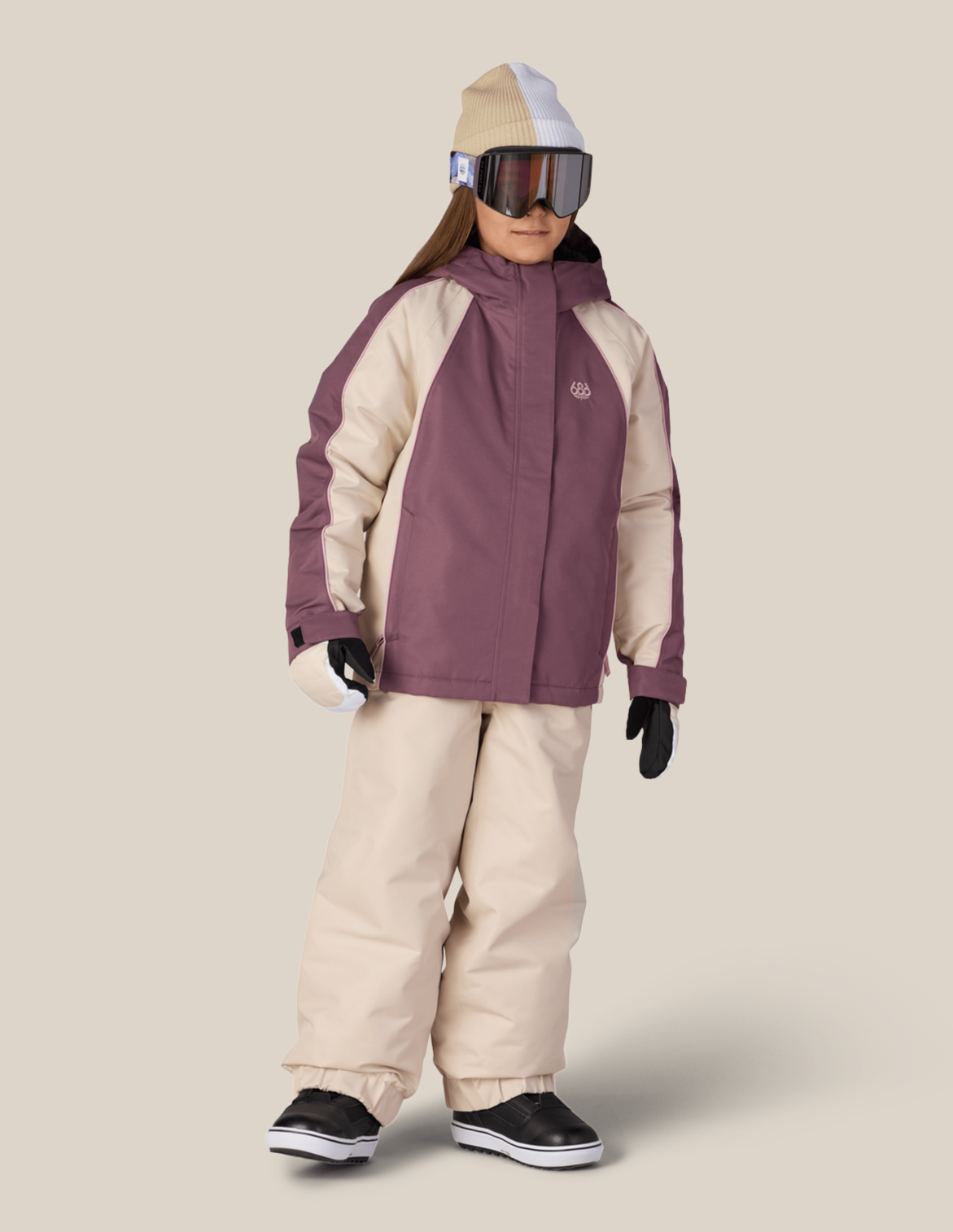 GIRLS HOLOGRAM™ INSULATED JACKET - BLACK PLUM COLORBLOCK