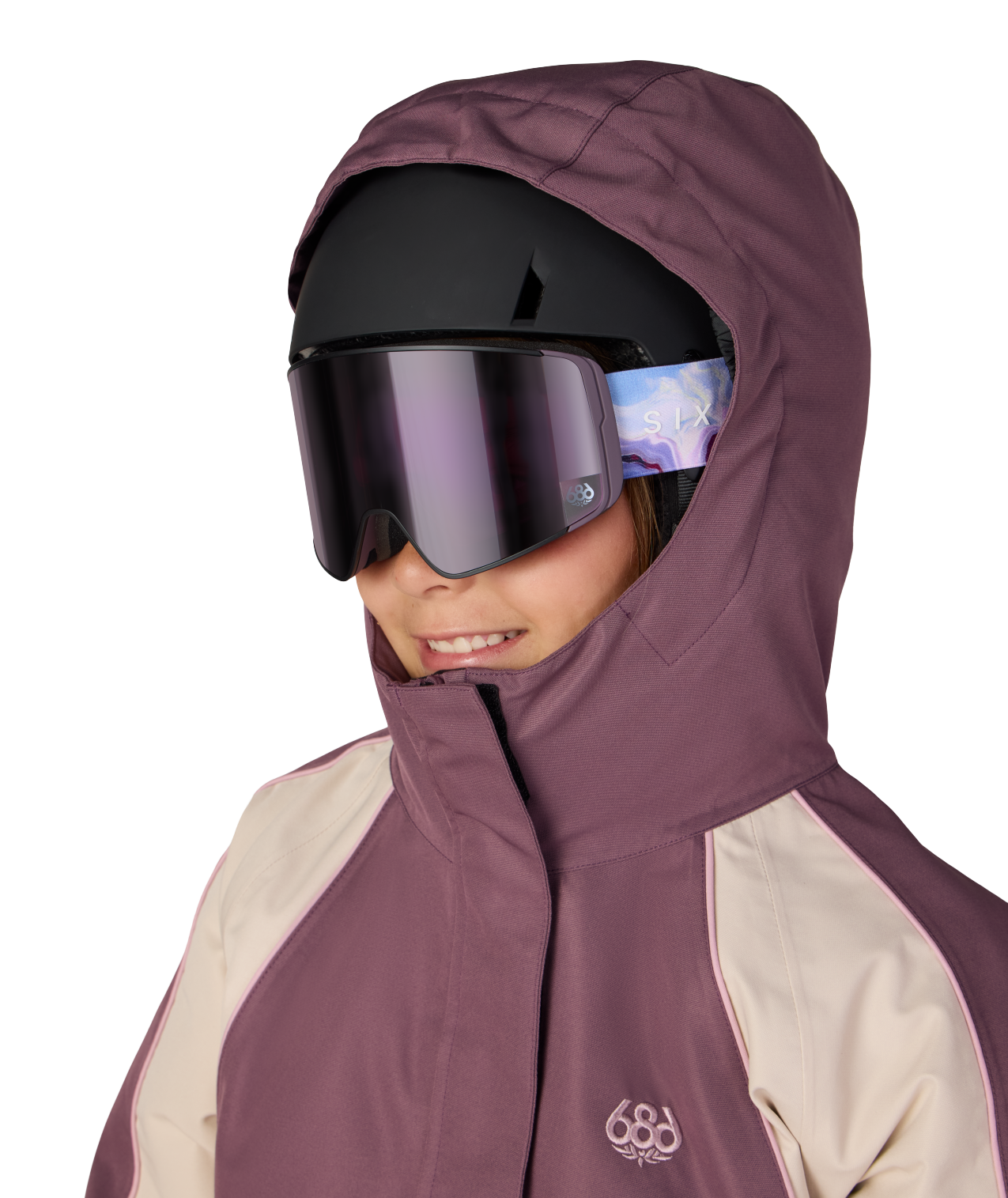 GIRLS HOLOGRAM™ INSULATED JACKET - BLACK PLUM COLORBLOCK