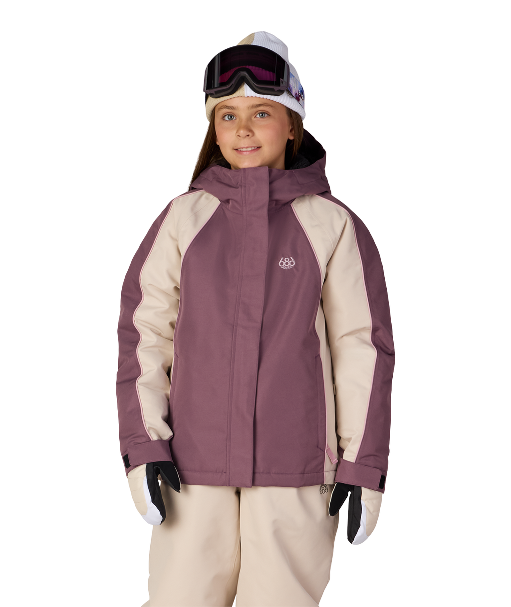 GIRLS HOLOGRAM™ INSULATED JACKET - BLACK PLUM COLORBLOCK