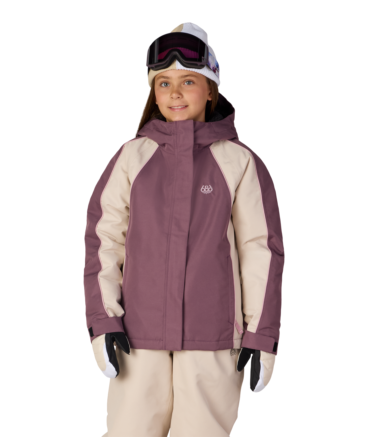 GIRLS HOLOGRAM™ INSULATED JACKET - BLACK PLUM COLORBLOCK