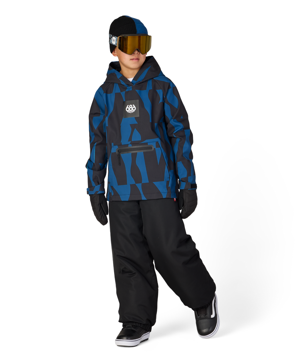 YOUTH WATERPROOF HOODY - BLUE ASH SHAPES