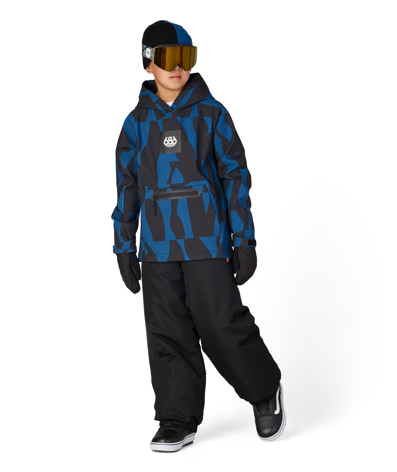 YOUTH WATERPROOF HOODY - BLUE ASH SHAPES