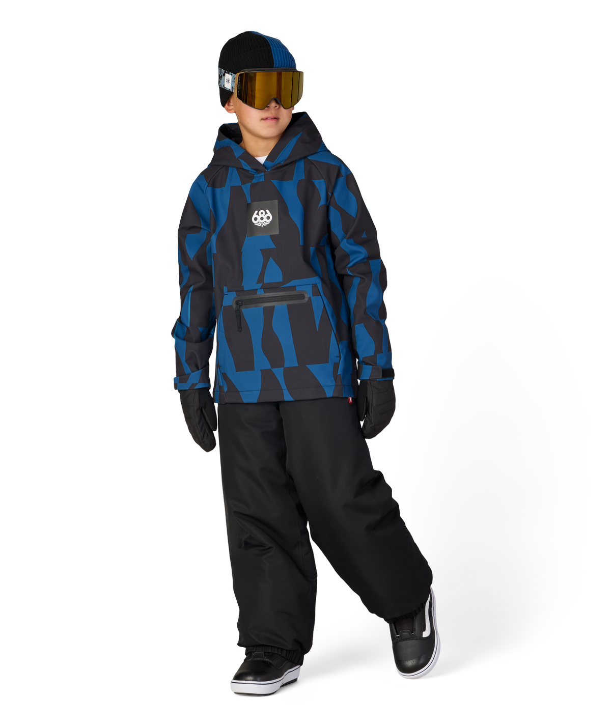 YOUTH WATERPROOF HOODY - BLUE ASH SHAPES