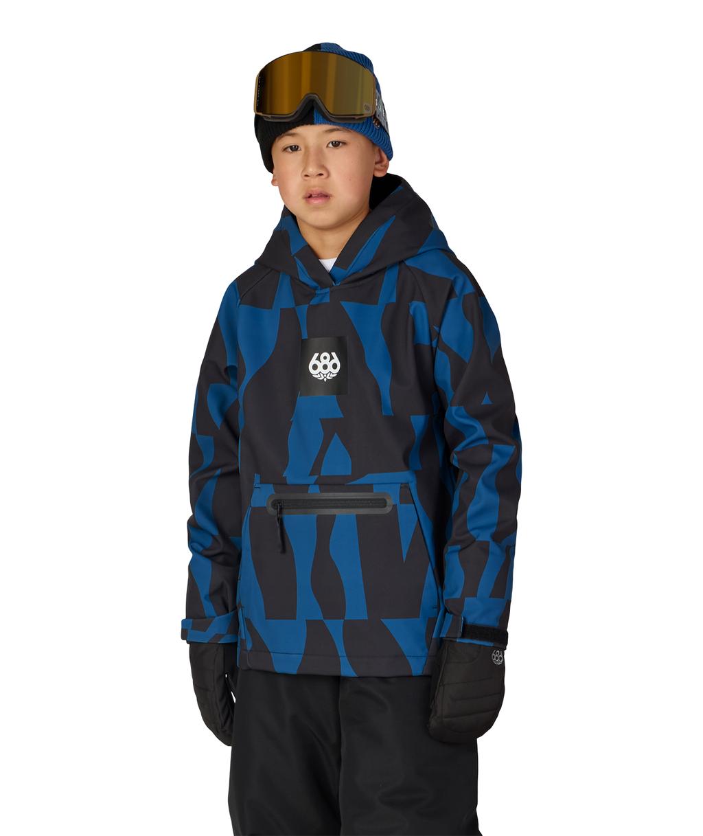 YOUTH WATERPROOF HOODY - BLUE ASH SHAPES