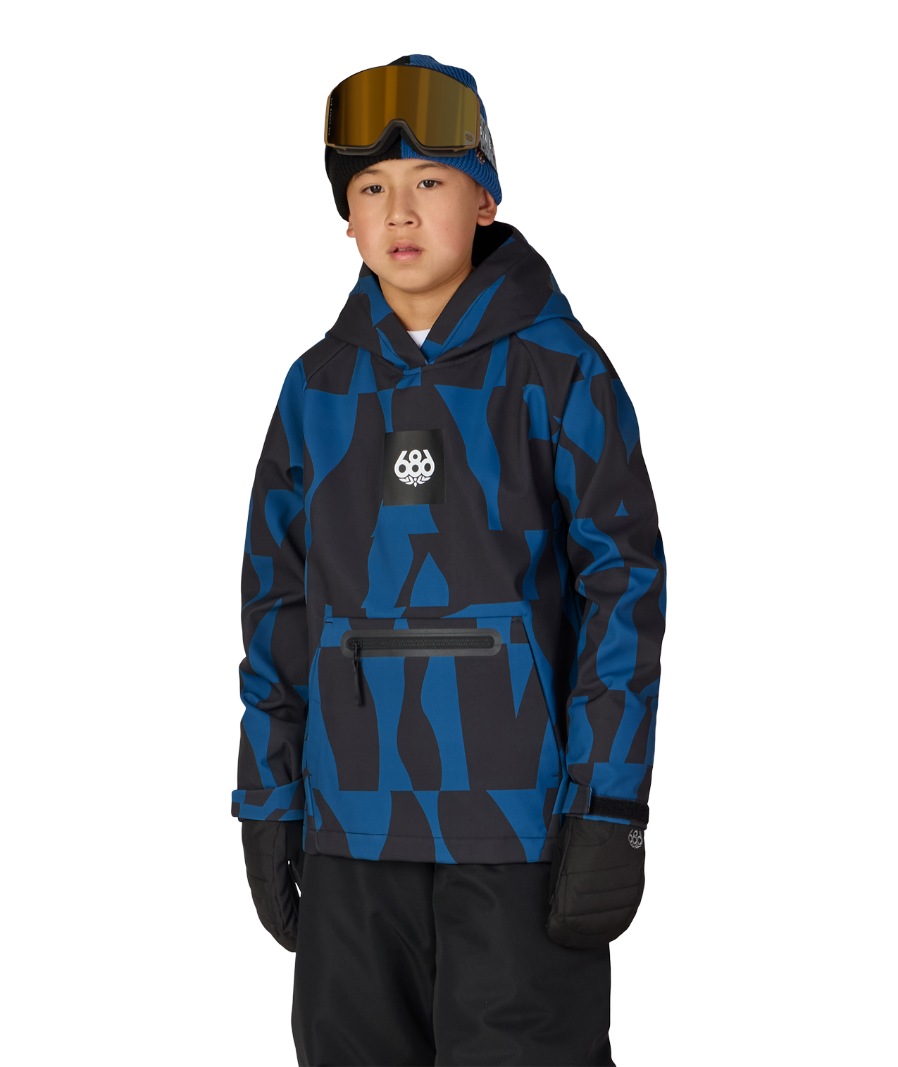 YOUTH WATERPROOF HOODY - BLUE ASH SHAPES
