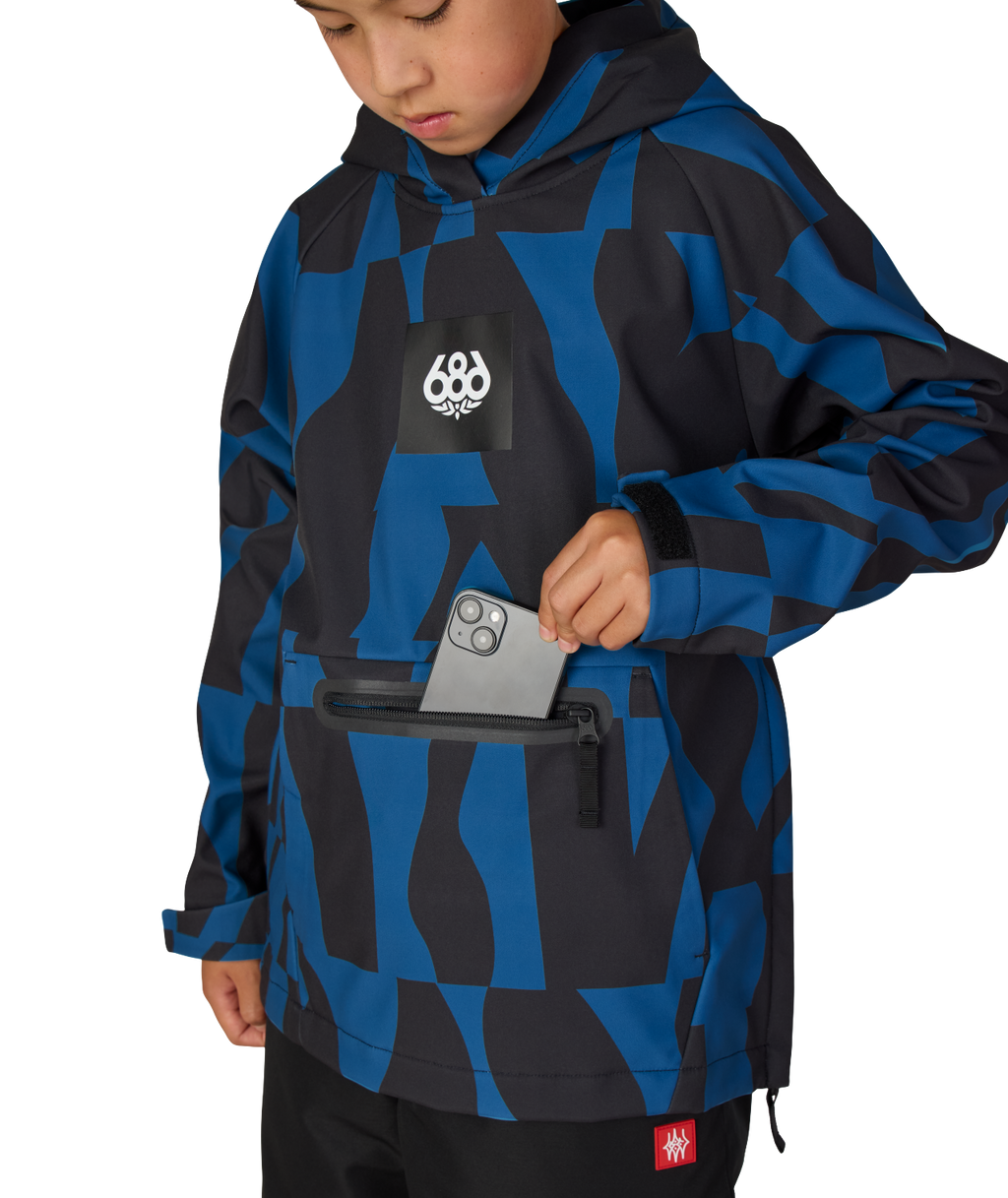 YOUTH WATERPROOF HOODY - BLUE ASH SHAPES