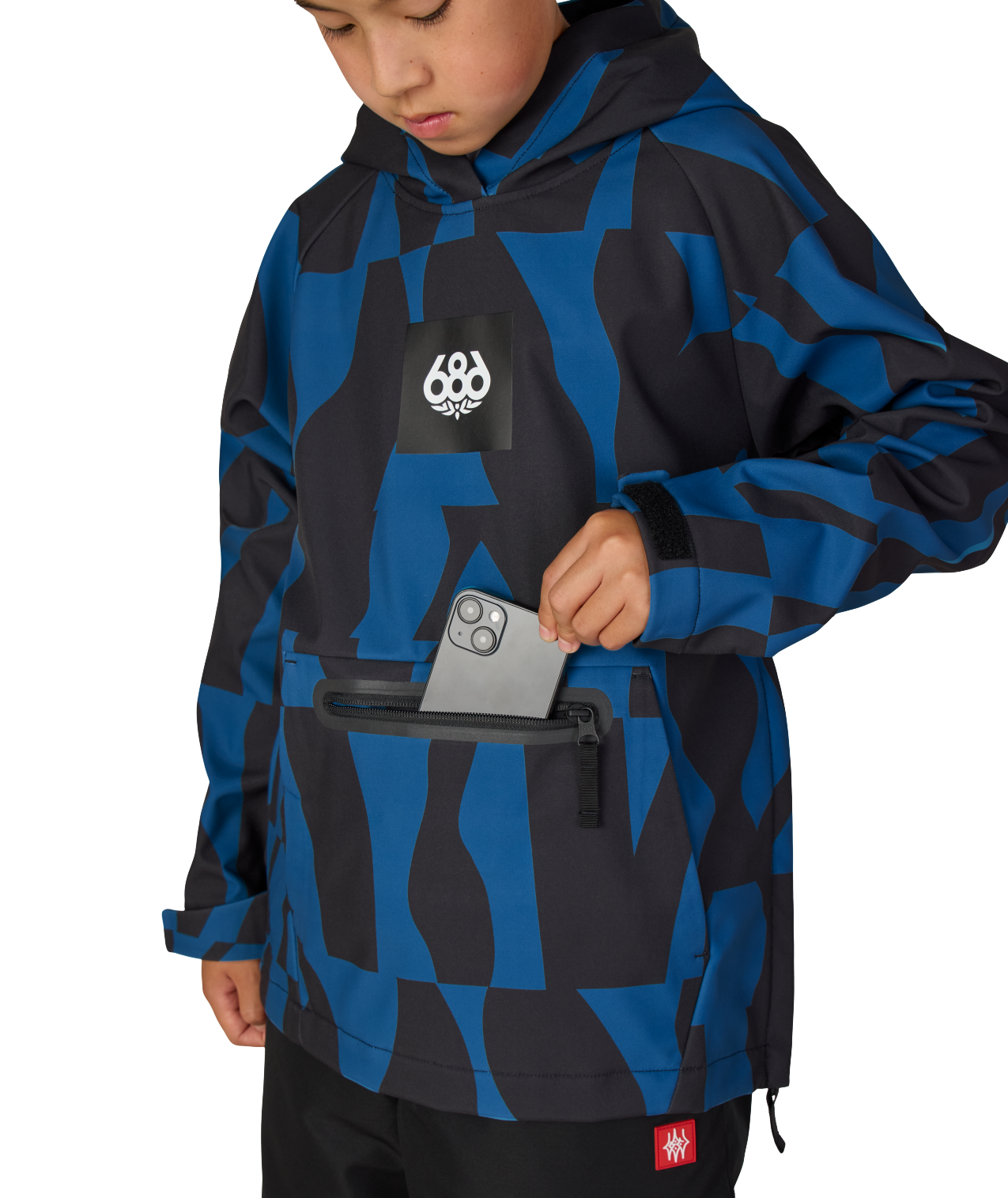 YOUTH WATERPROOF HOODY - BLUE ASH SHAPES