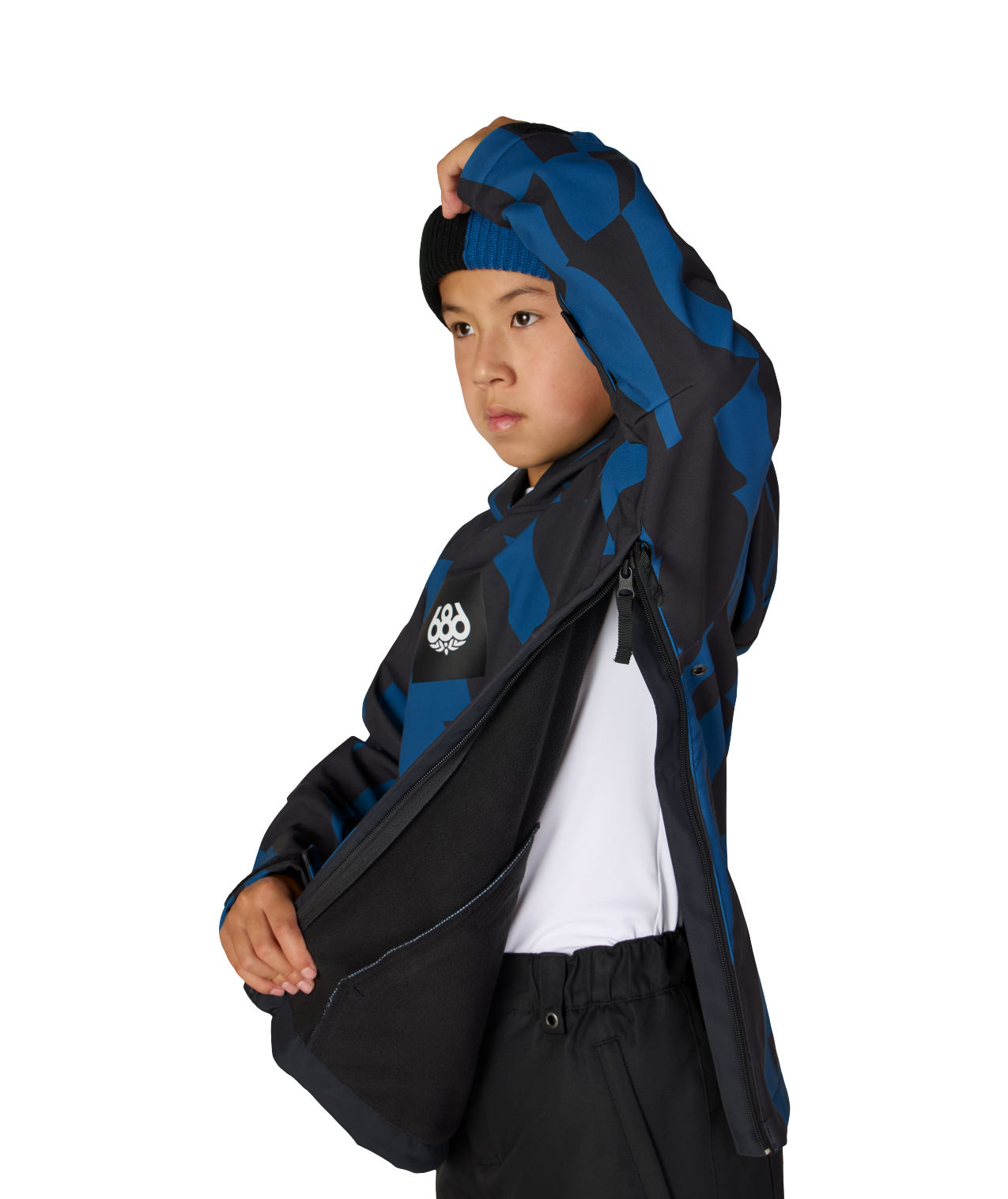 YOUTH WATERPROOF HOODY - BLUE ASH SHAPES